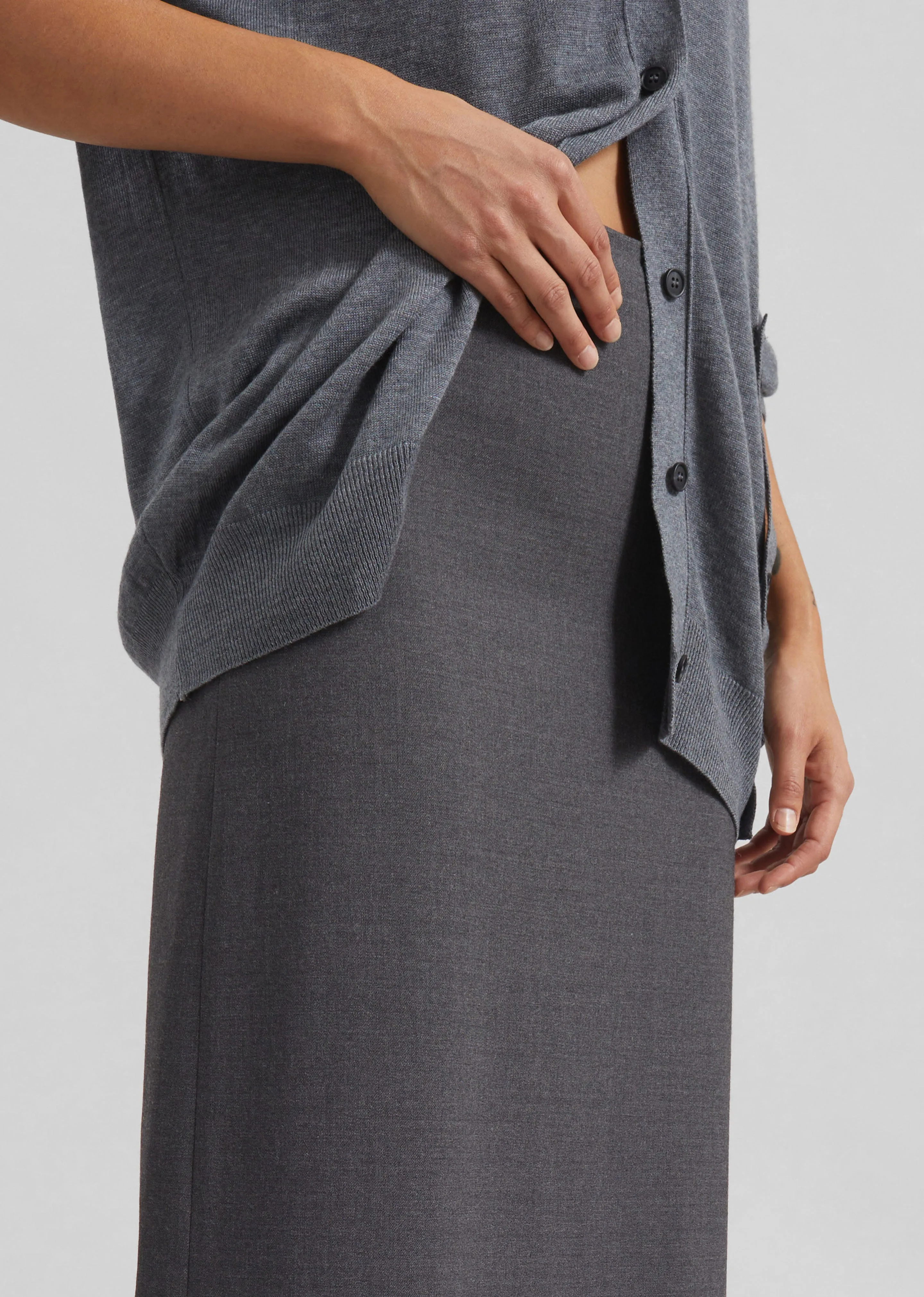 Loulou de Saison Samos LDS Long Pencil Skirt - Anthracite Melange sold by Frankie Shop product image thumbnail 3