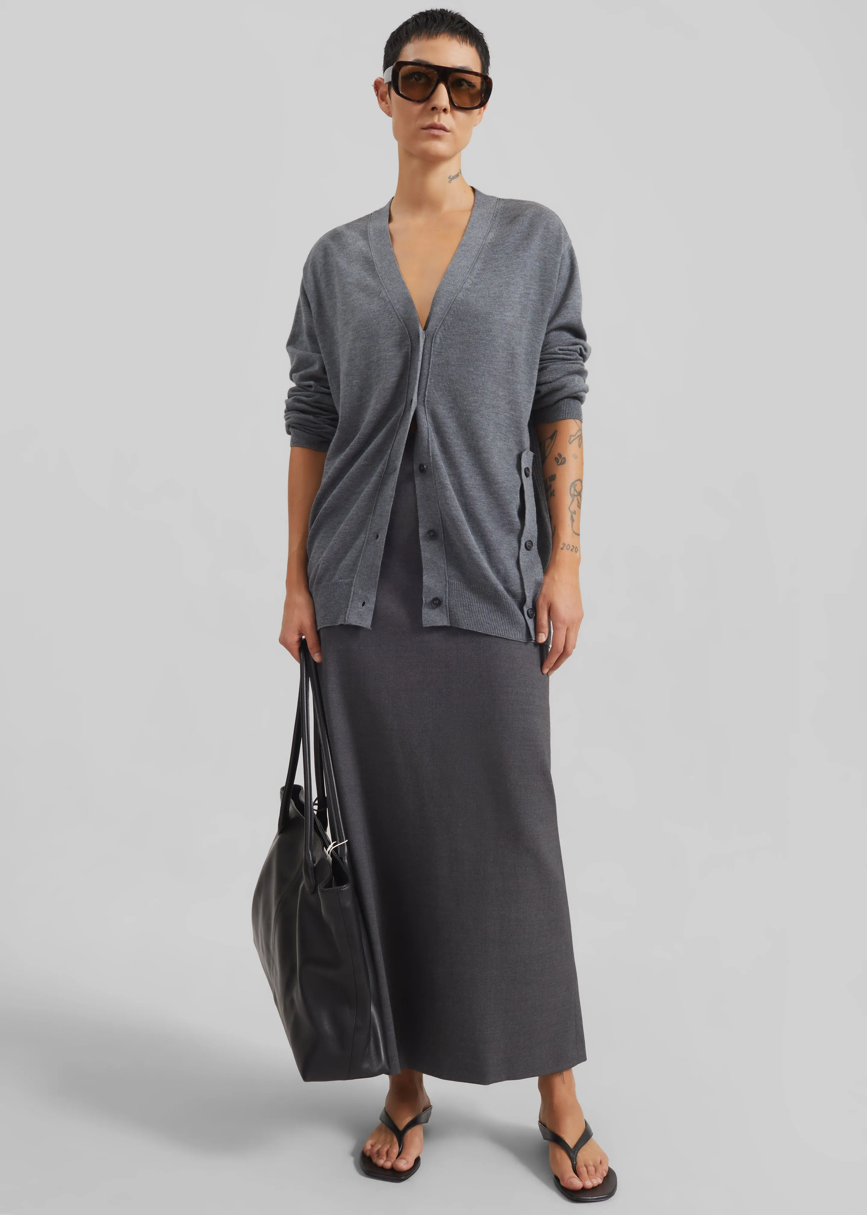 Loulou de Saison Samos LDS Long Pencil Skirt - Anthracite Melange sold by Frankie Shop product image thumbnail 5