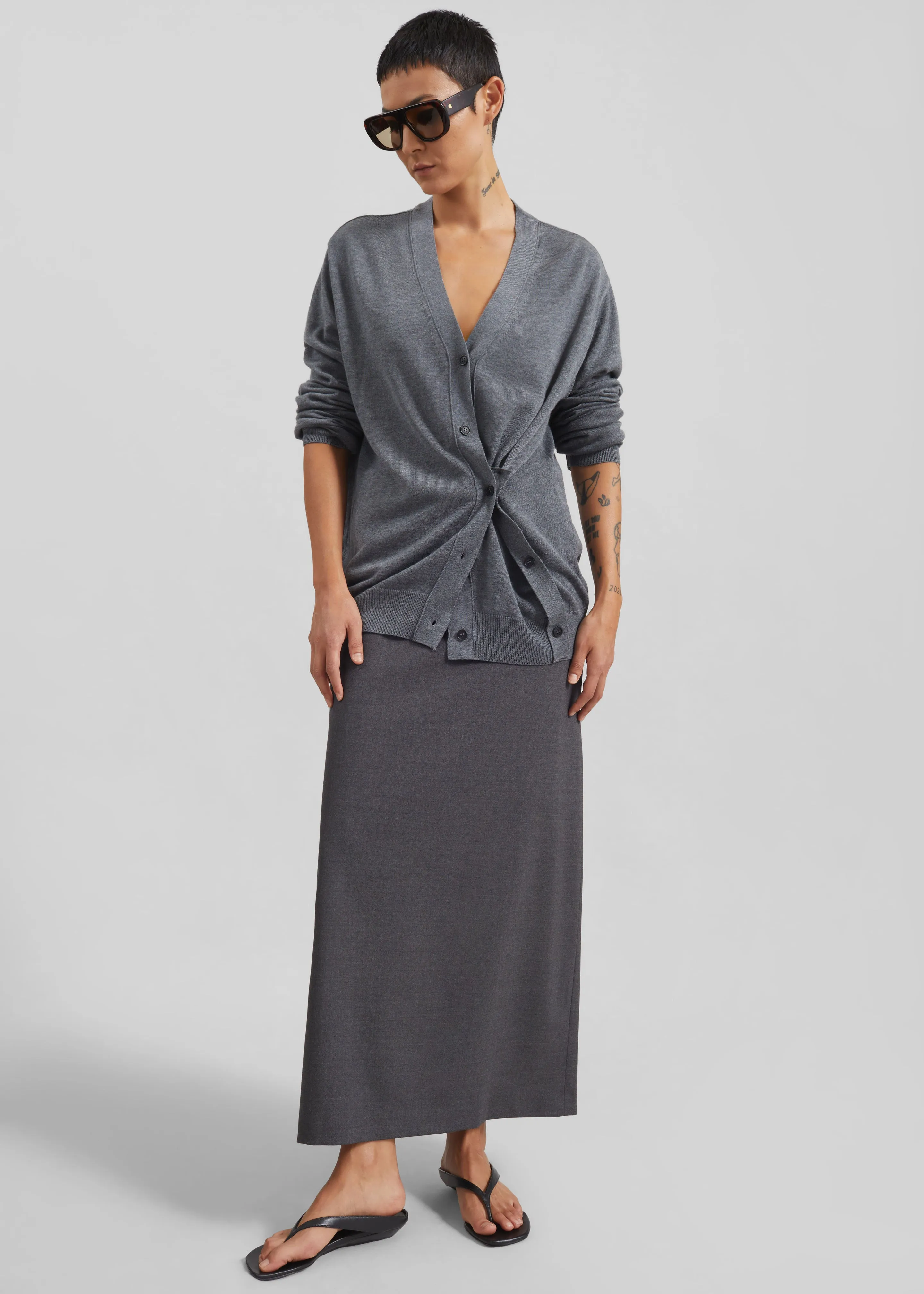 Loulou de Saison Samos LDS Long Pencil Skirt - Anthracite Melange sold by Frankie Shop product image thumbnail 2