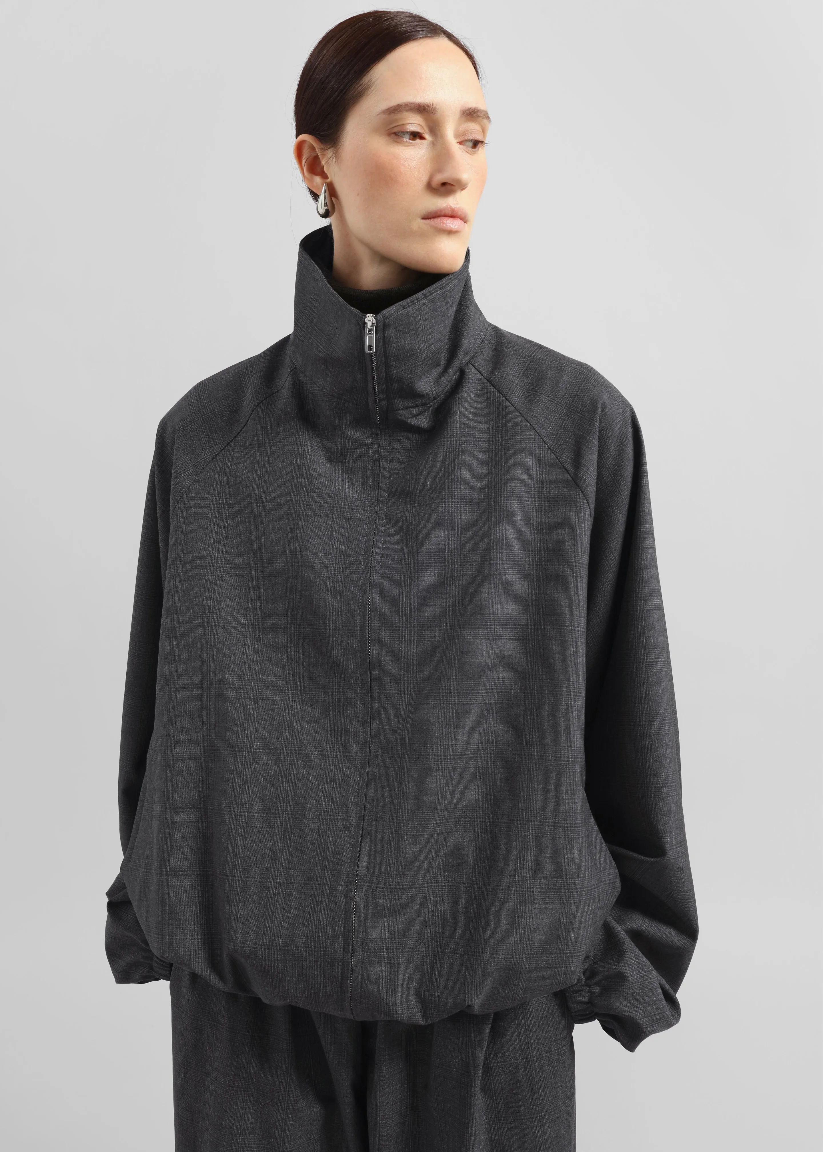 Baxter Plaid Track Jacket - Dark Grey sold by Frankie Shop product image thumbnail 4