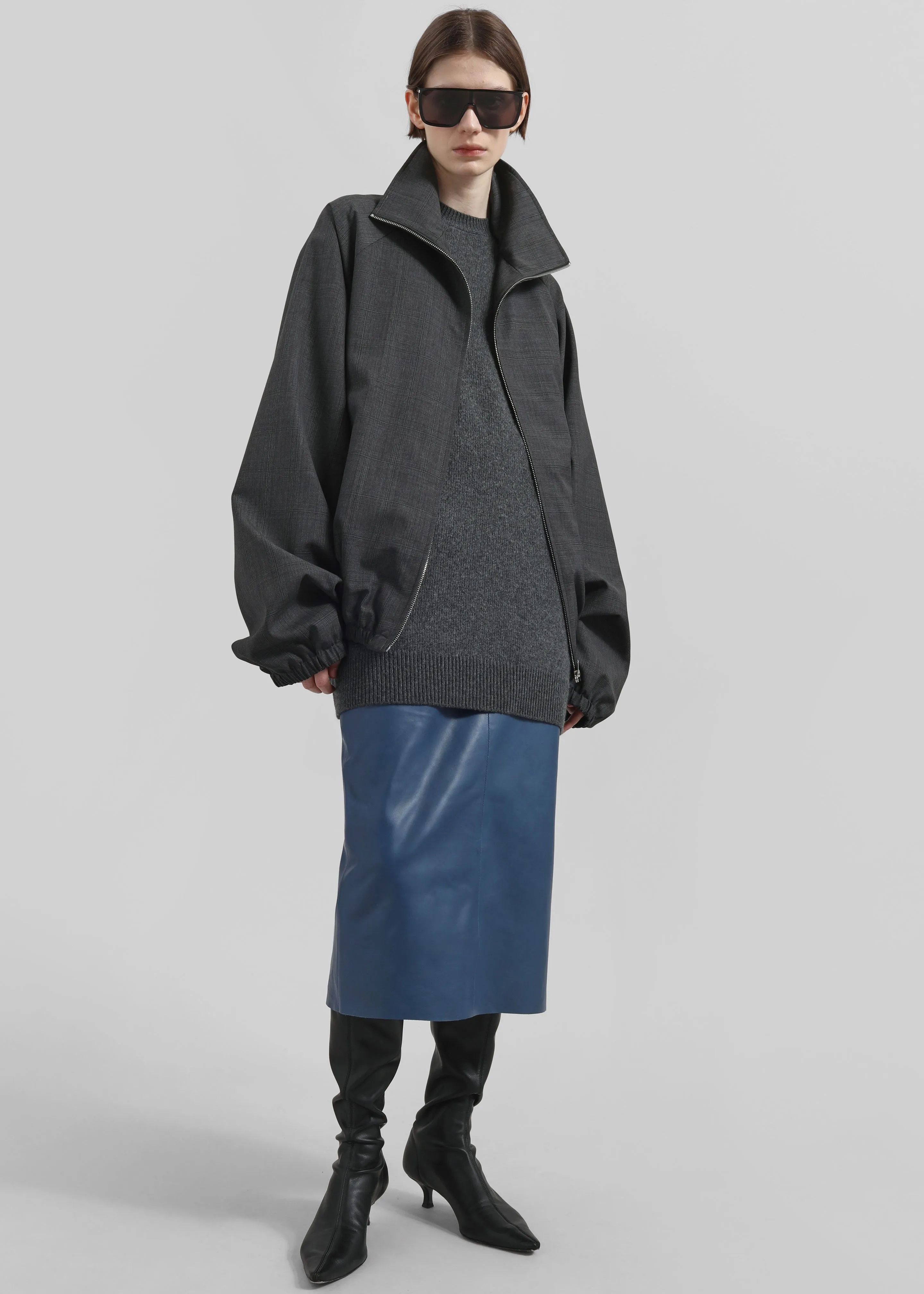 Baxter Plaid Track Jacket - Dark Grey sold by Frankie Shop product image thumbnail 5