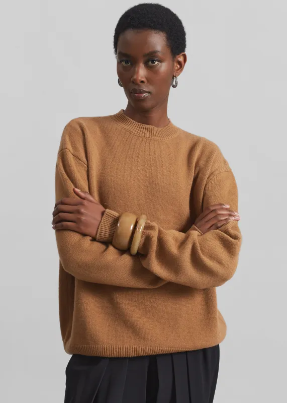 Quinton Crew Neck Sweater - Camel sold by Frankie Shop