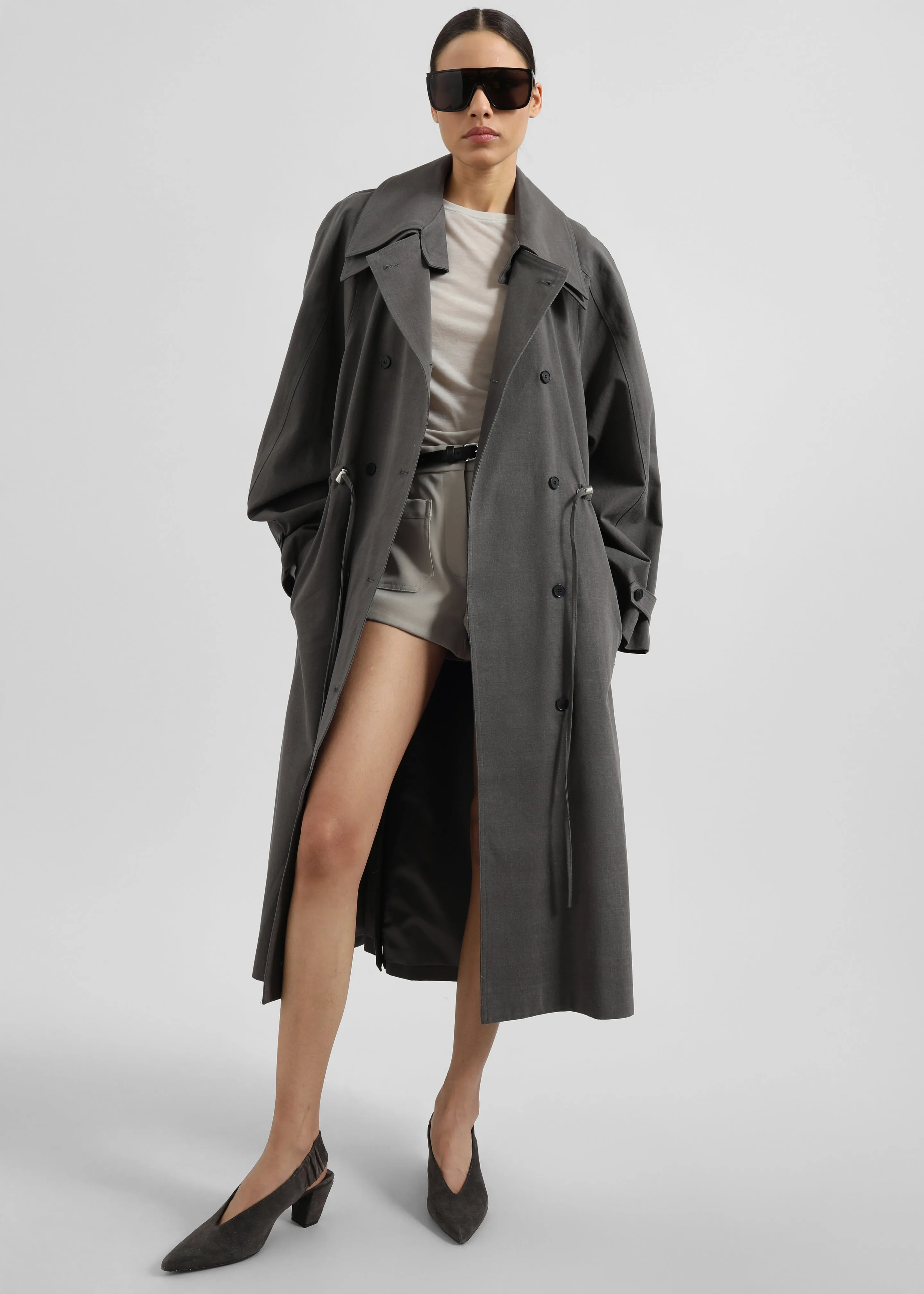 Elrod Drawstring Trench - Grey sold by Frankie Shop product image thumbnail 4