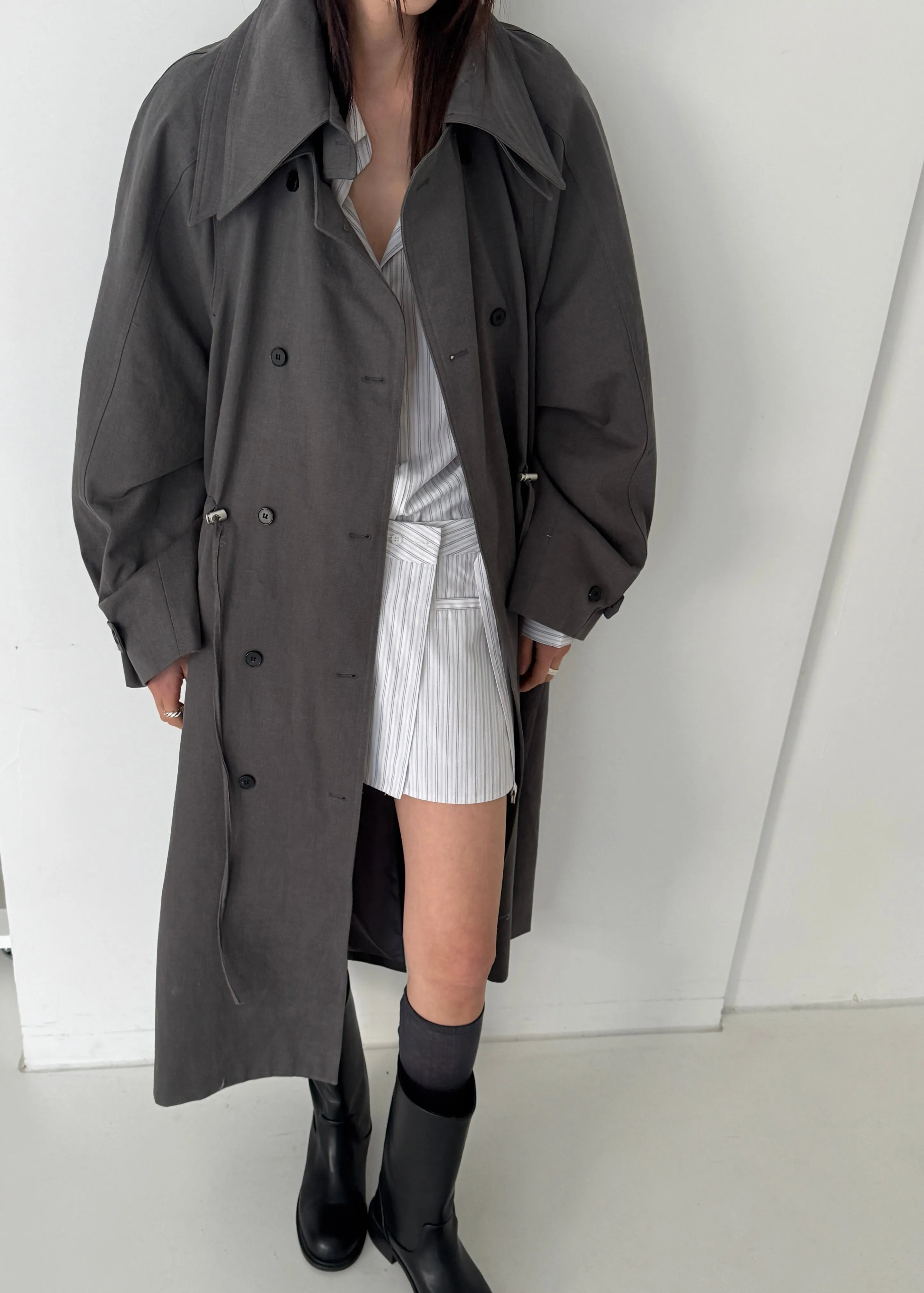 Elrod Drawstring Trench - Grey sold by Frankie Shop product image thumbnail 5