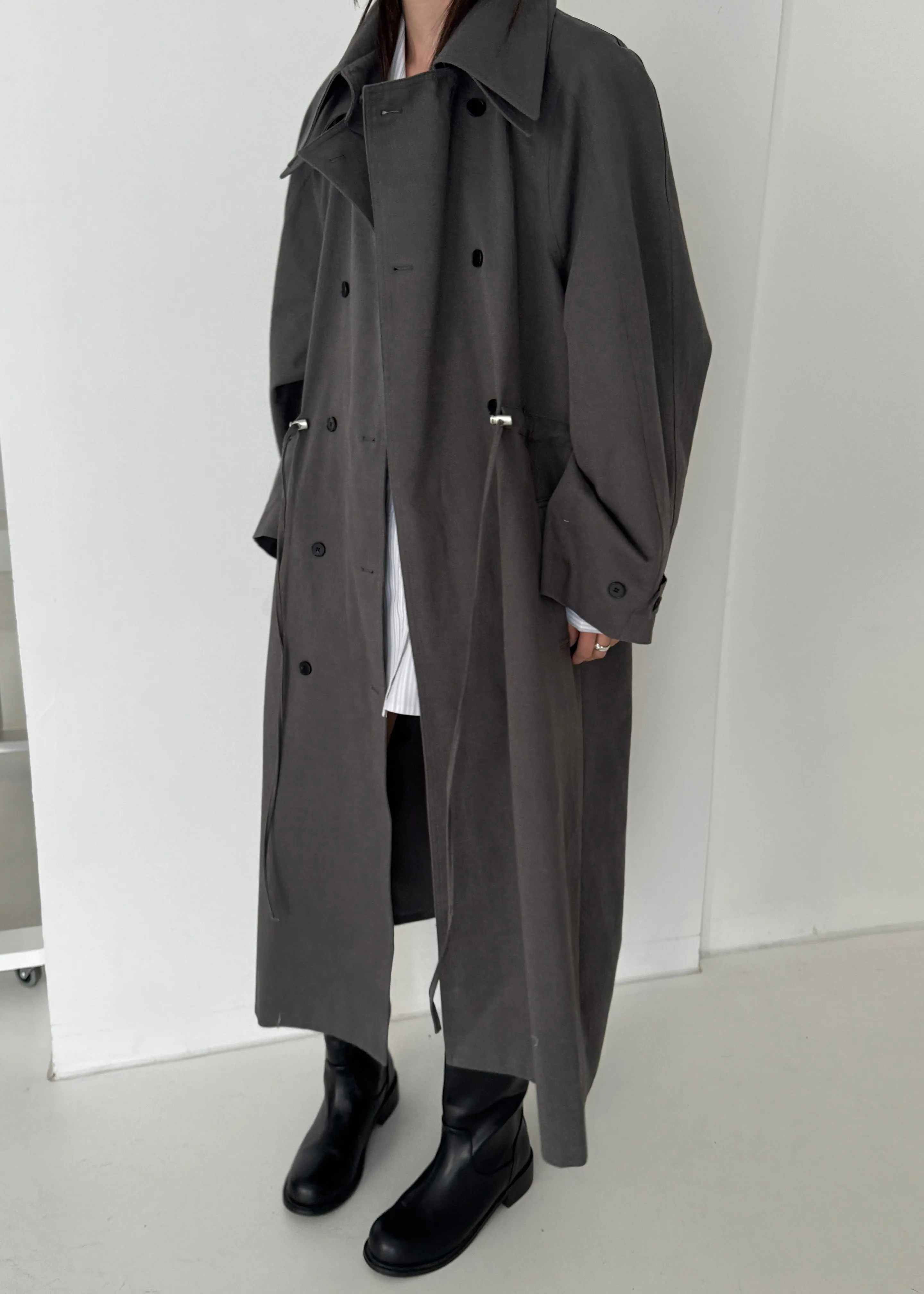 Elrod Drawstring Trench - Grey sold by Frankie Shop product image thumbnail 2