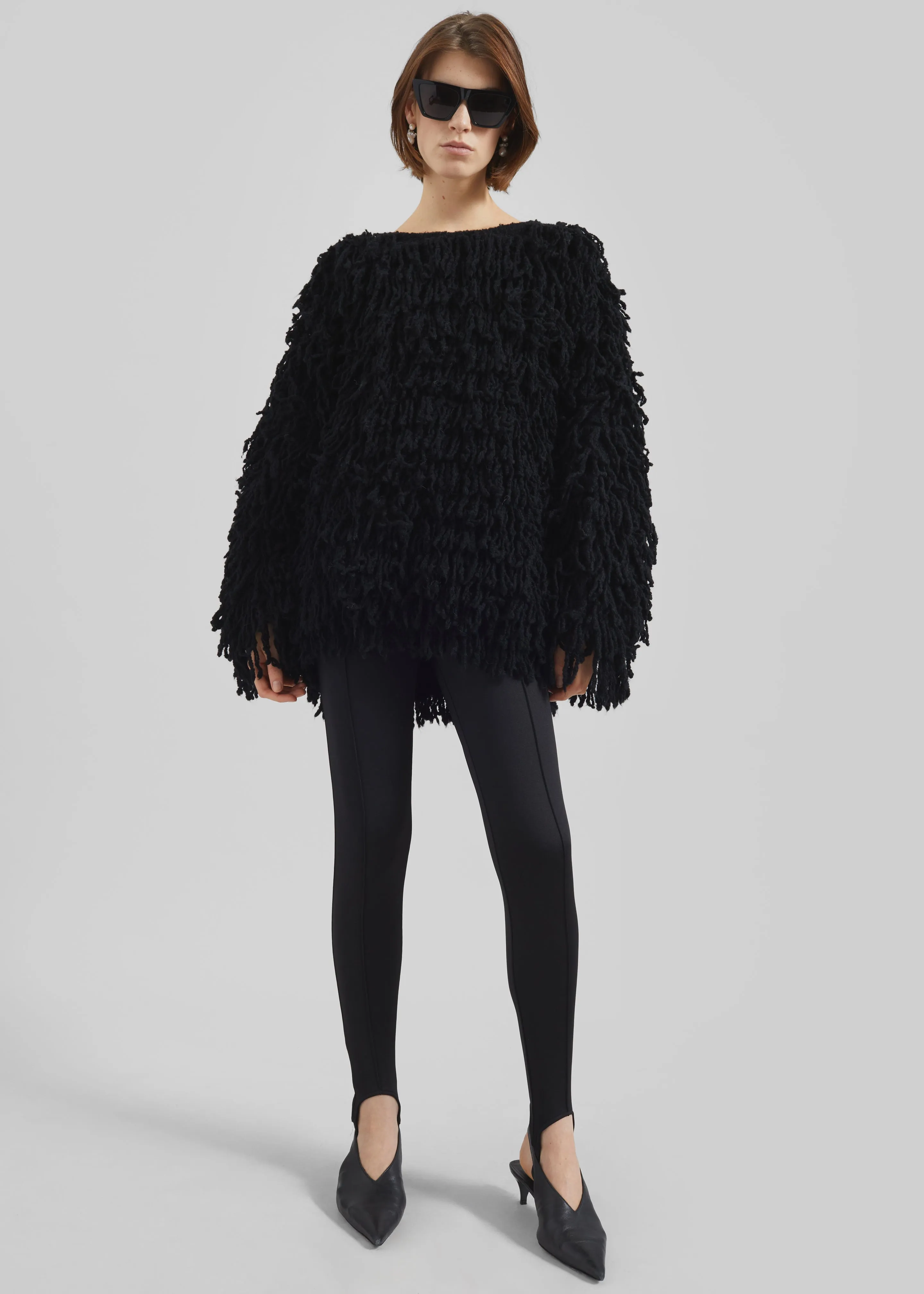 Loulou de Saison Gabin Alpaca Fringes Sweater - Black sold by Frankie Shop product image thumbnail 3
