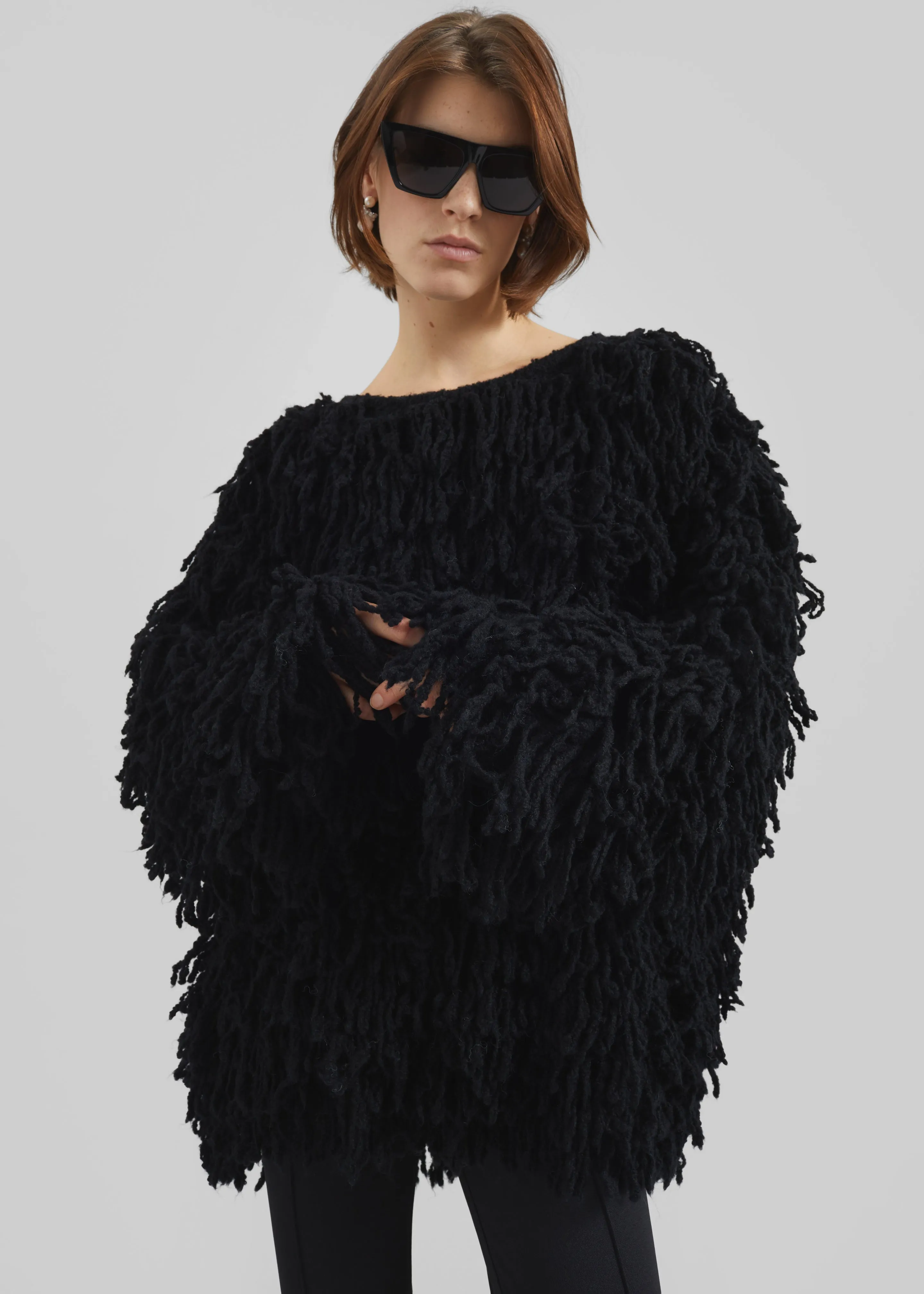 Loulou de Saison Gabin Alpaca Fringes Sweater - Black sold by Frankie Shop product image thumbnail 4