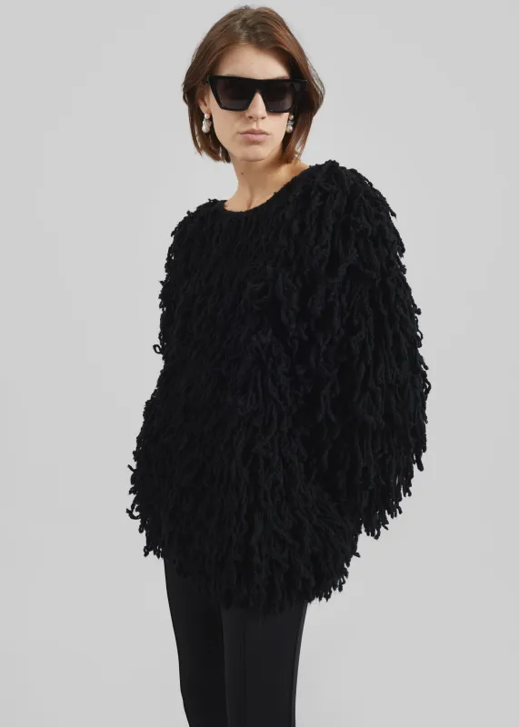 Loulou de Saison Gabin Alpaca Fringes Sweater - Black sold by Frankie Shop