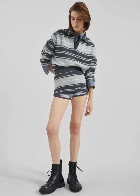 Belize Knit Hot Pants - Grey Stripe sold by Frankie Shop