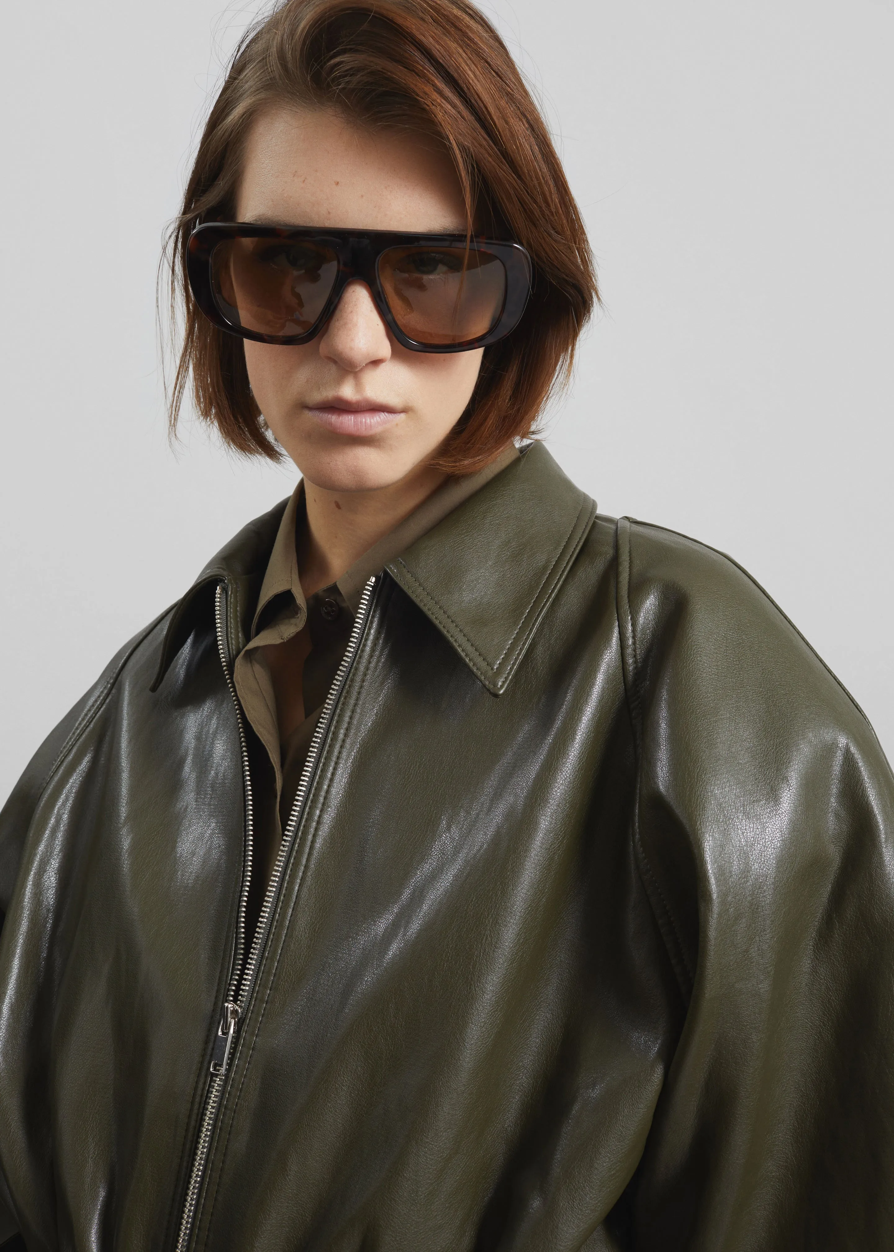 Annette Faux Leather Peplum Jacket - Olive sold by Frankie Shop product image thumbnail 4