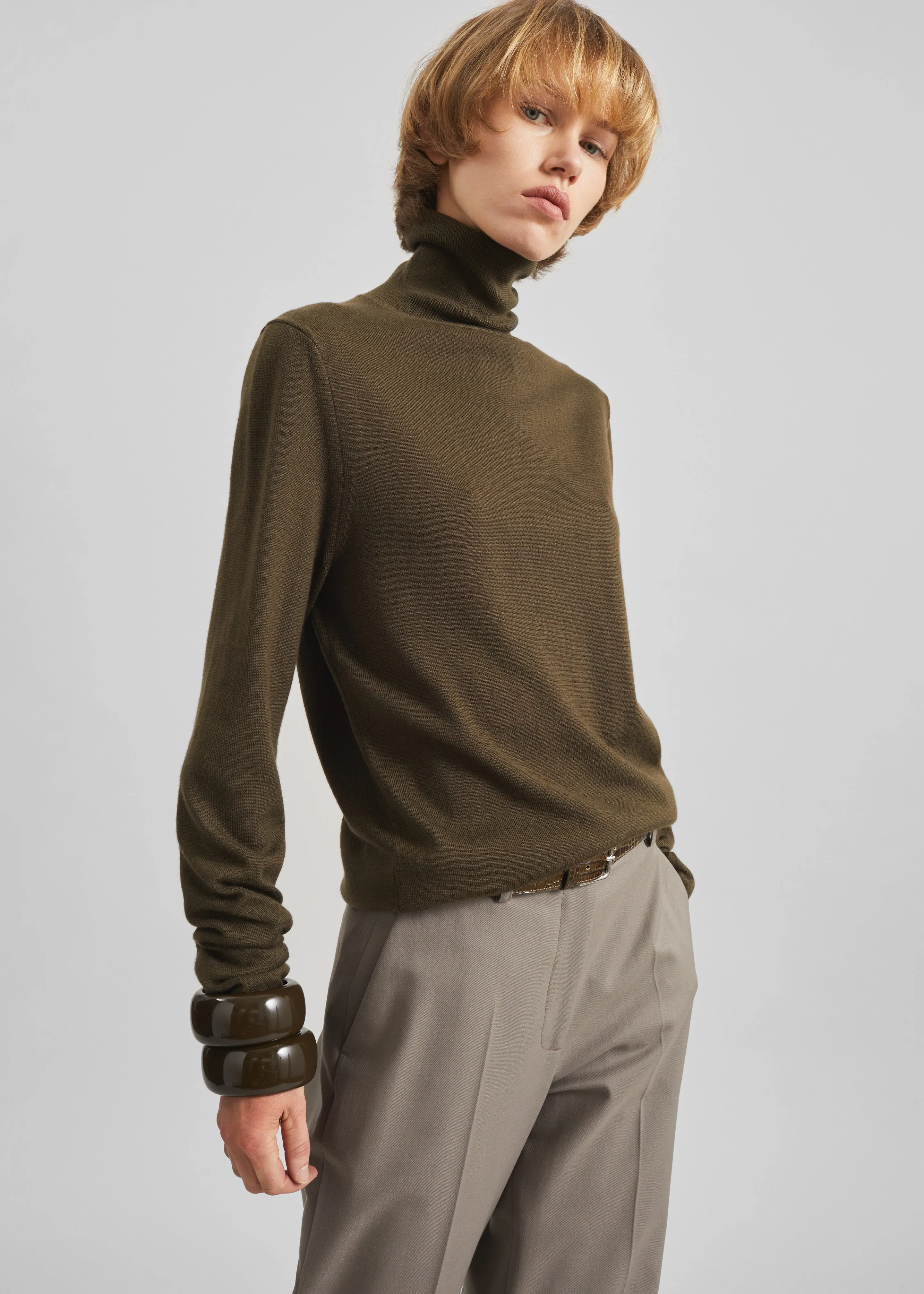 Eve Thin Turtleneck Sweater - Olive sold by Frankie Shop product image thumbnail 4