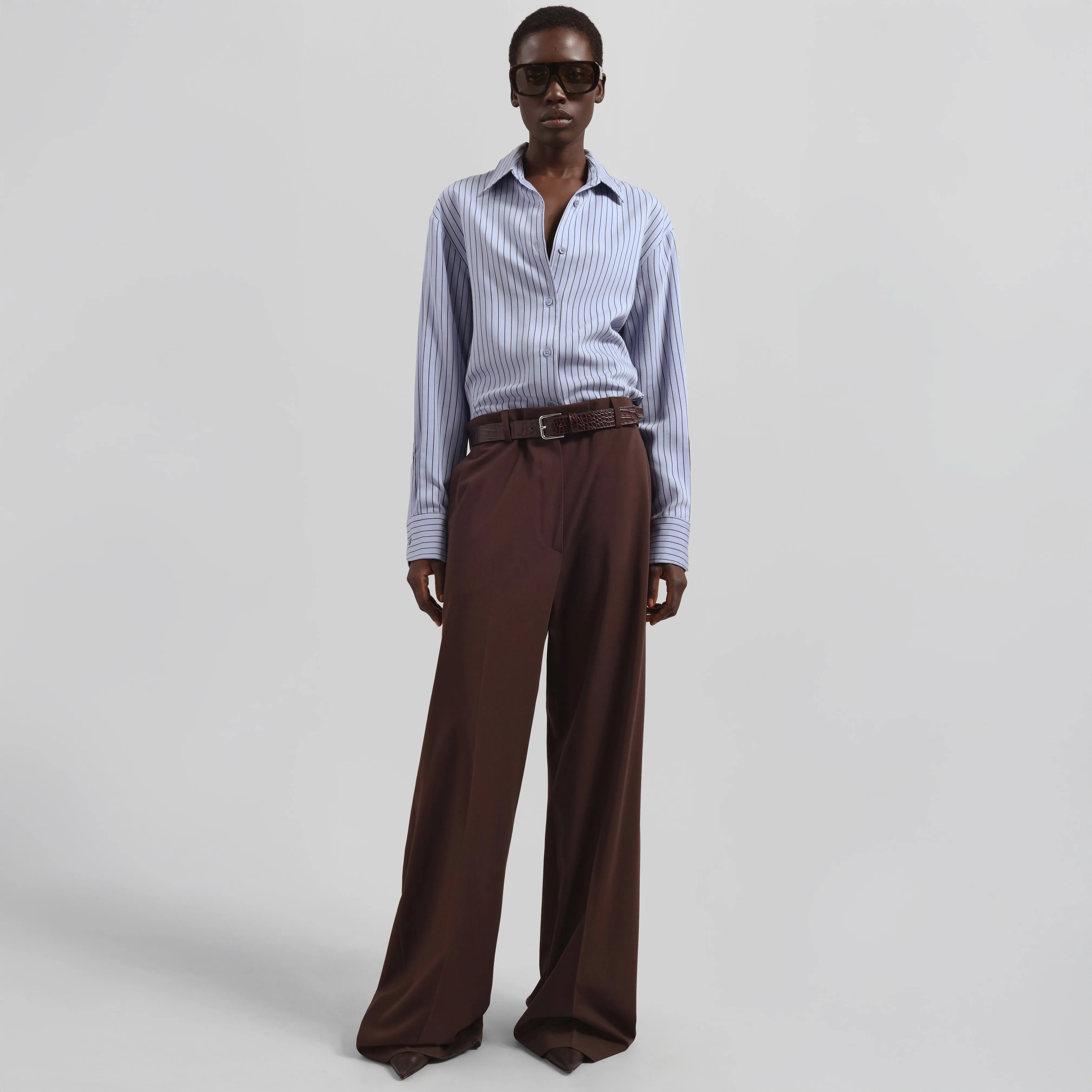Peri Striped Fluid Shirt - Blue/Brown sold by Frankie Shop product image thumbnail 4