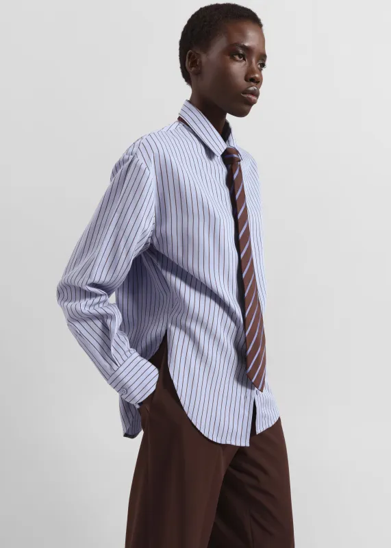 Peri Striped Fluid Shirt - Blue/Brown sold by Frankie Shop