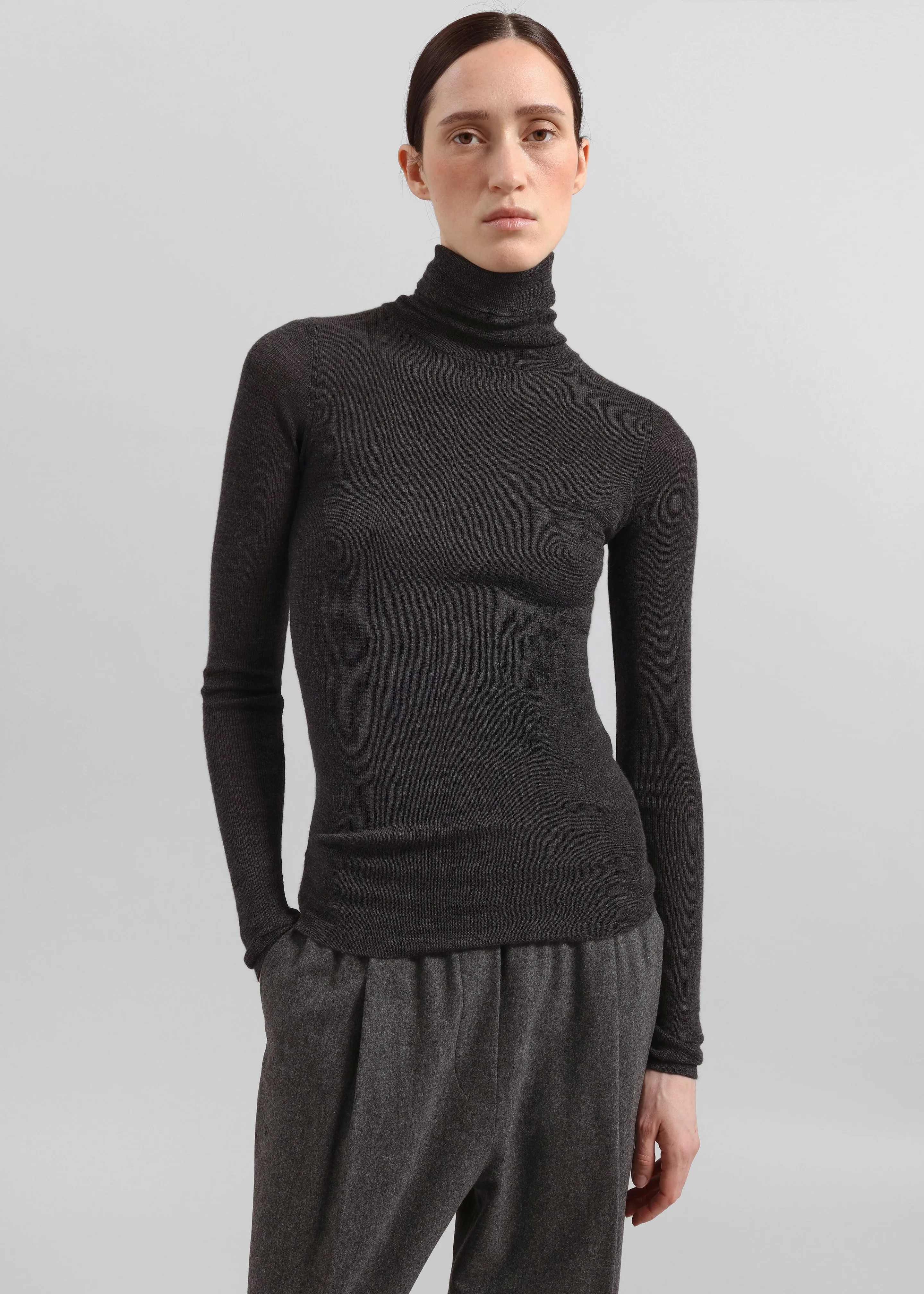 Utica Thin Turtleneck Sweater - Dark Grey Melange sold by Frankie Shop product image thumbnail 2
