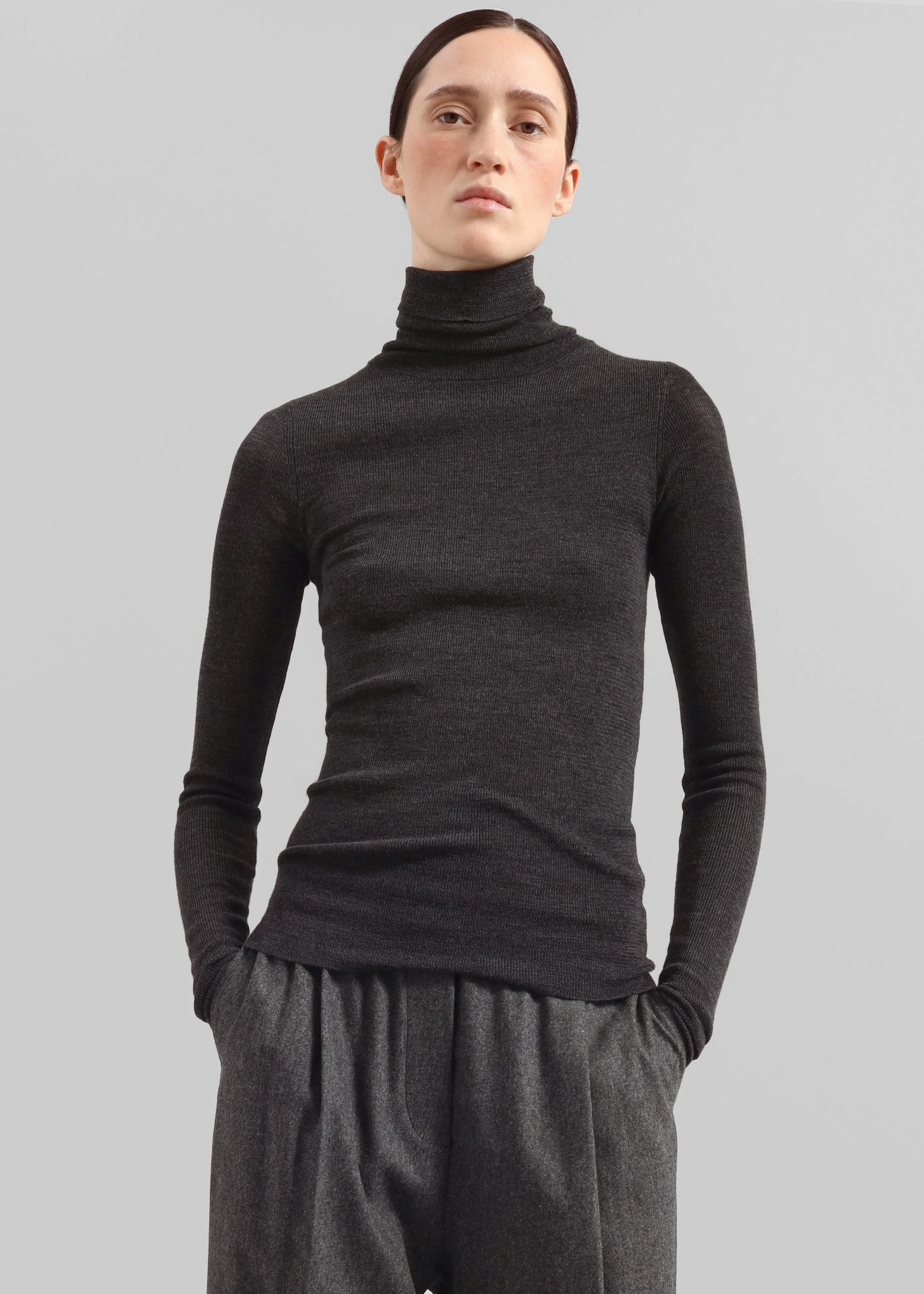 Utica Thin Turtleneck Sweater - Dark Grey Melange sold by Frankie Shop product image thumbnail 4