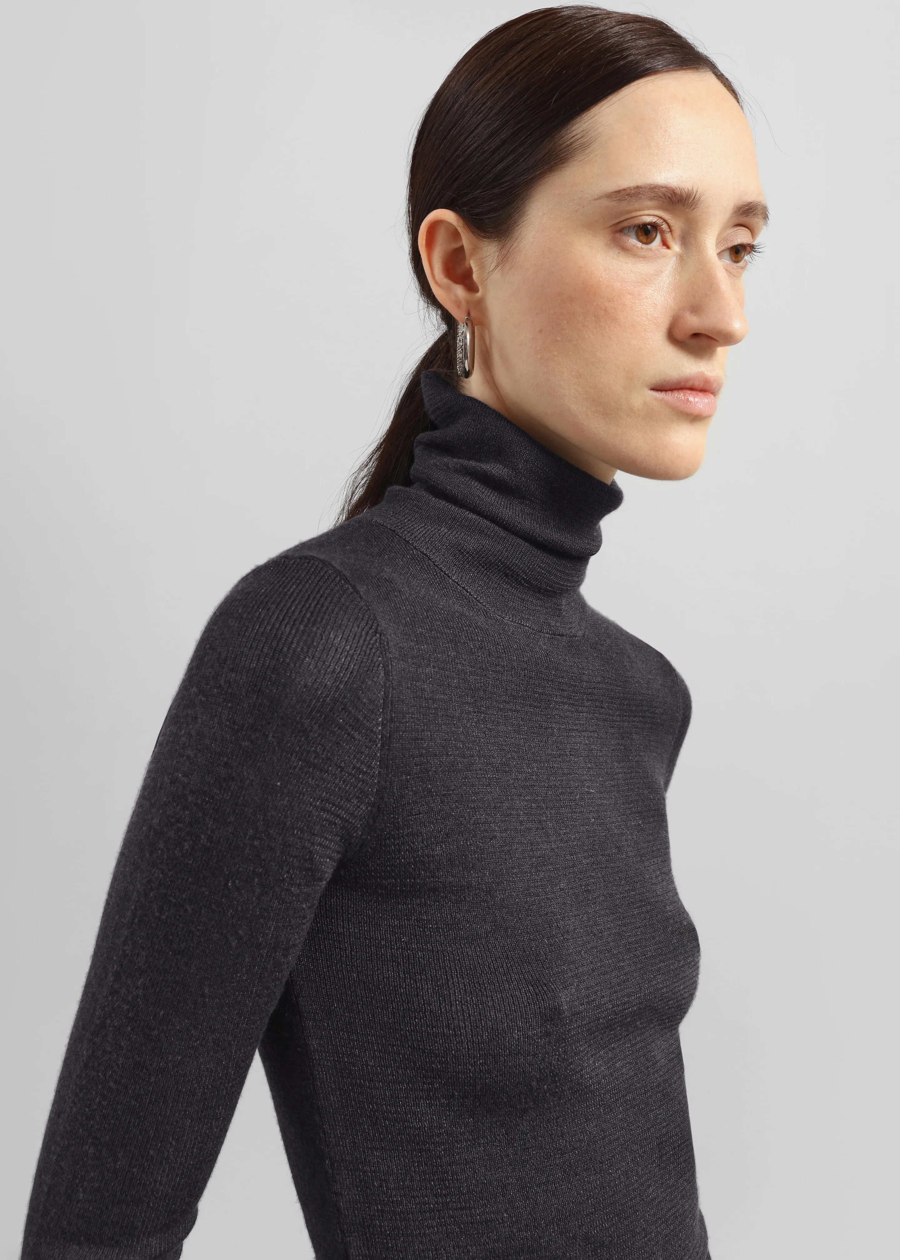 Utica Thin Turtleneck Sweater - Dark Grey Melange sold by Frankie Shop
