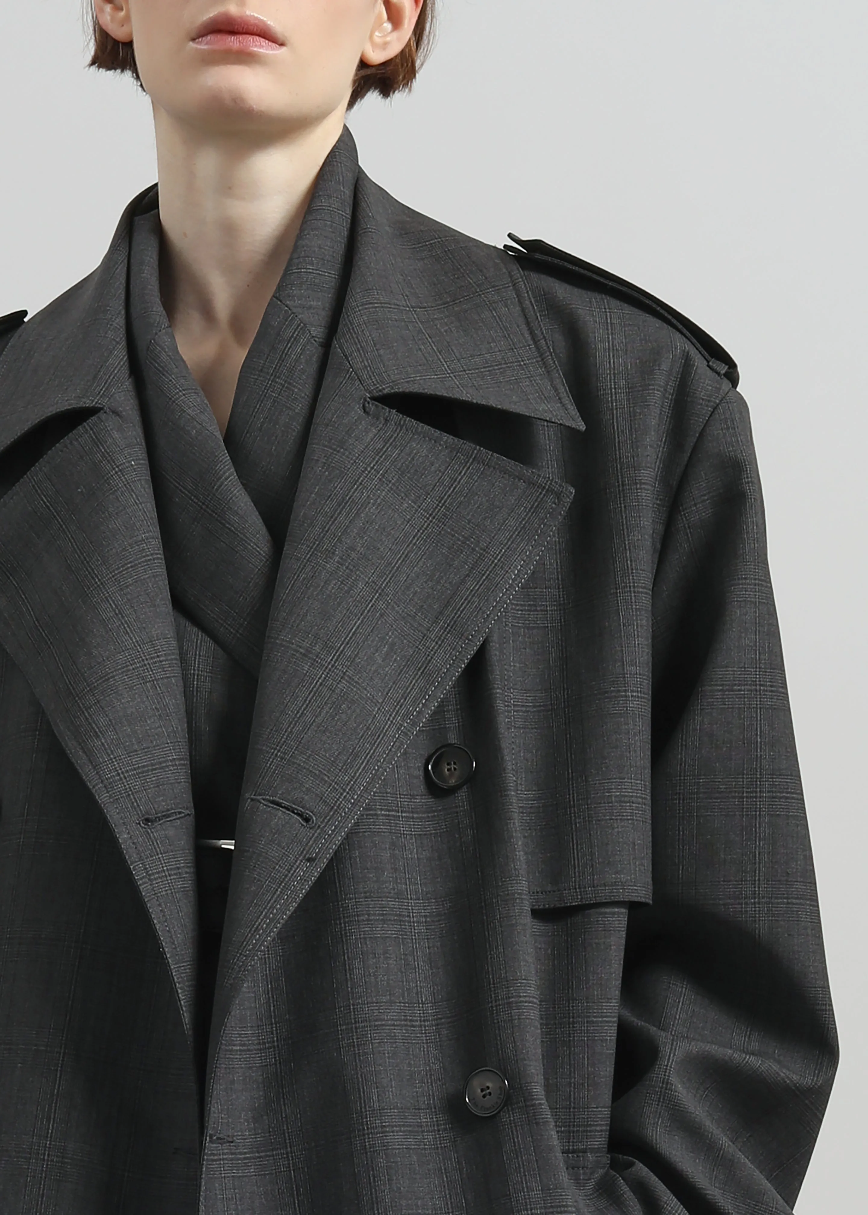 Bleecker Plaid Trench Coat - Dark Grey sold by Frankie Shop product image thumbnail 2