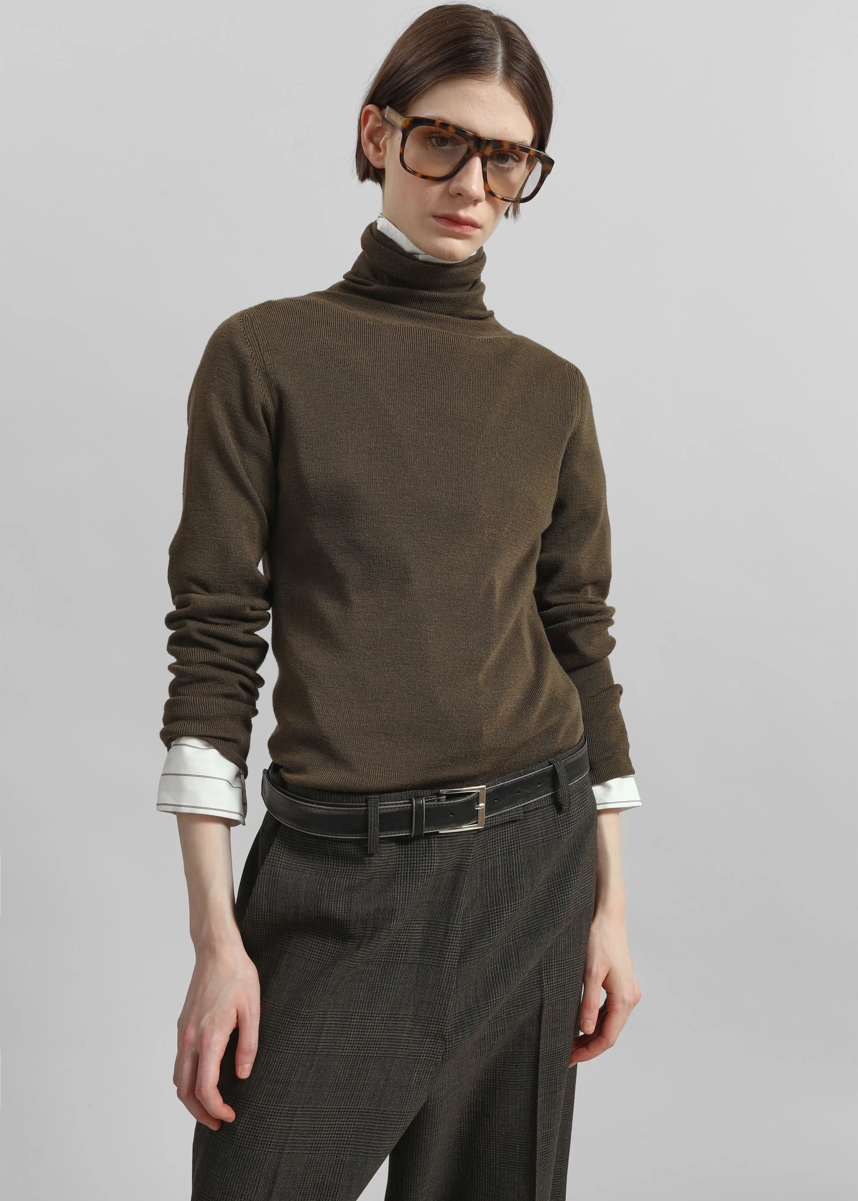 Utica Thin Turtleneck Sweater - Olive sold by Frankie Shop