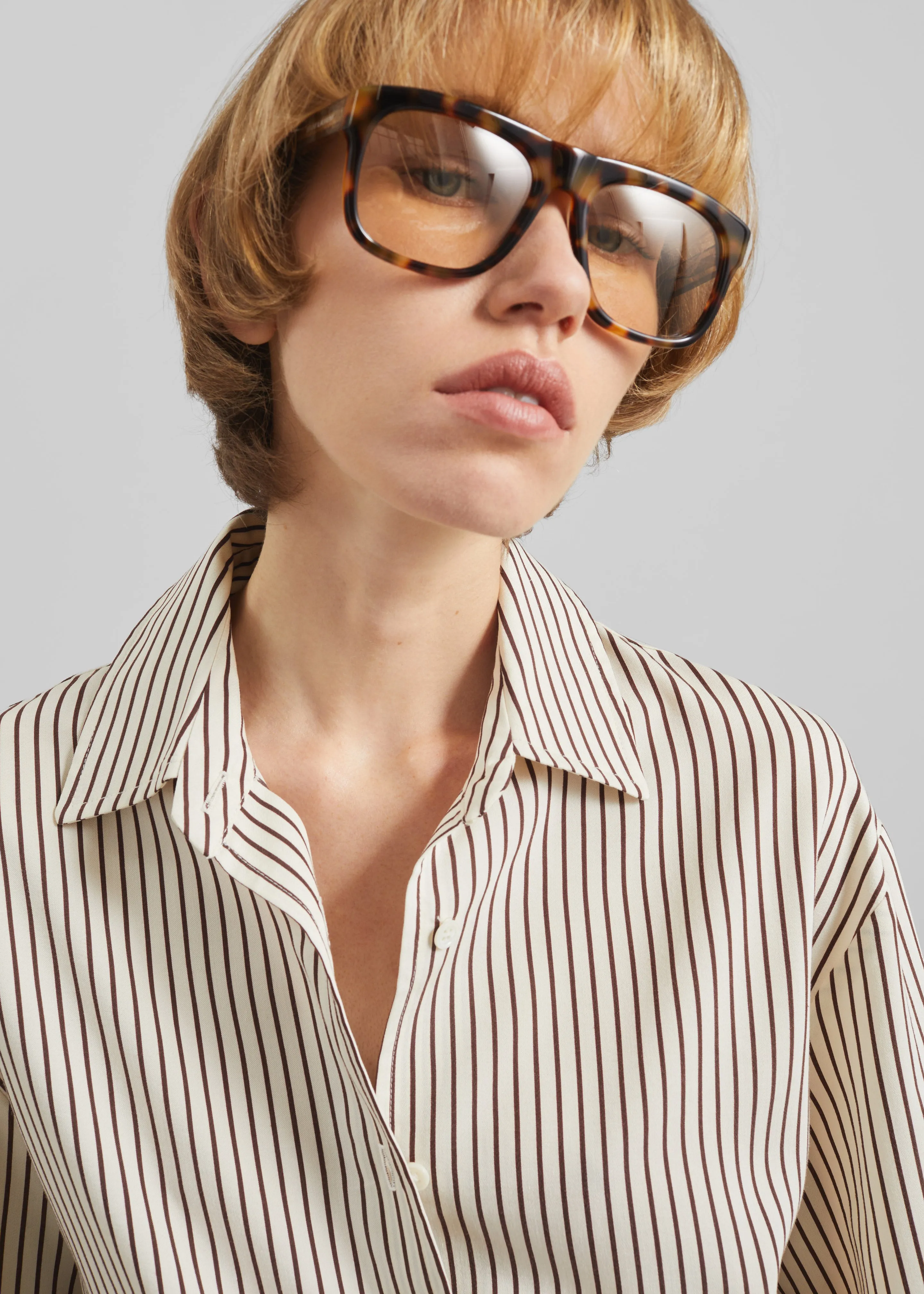 Peri Striped Fluid Shirt - Beige/Brown sold by Frankie Shop product image thumbnail 2