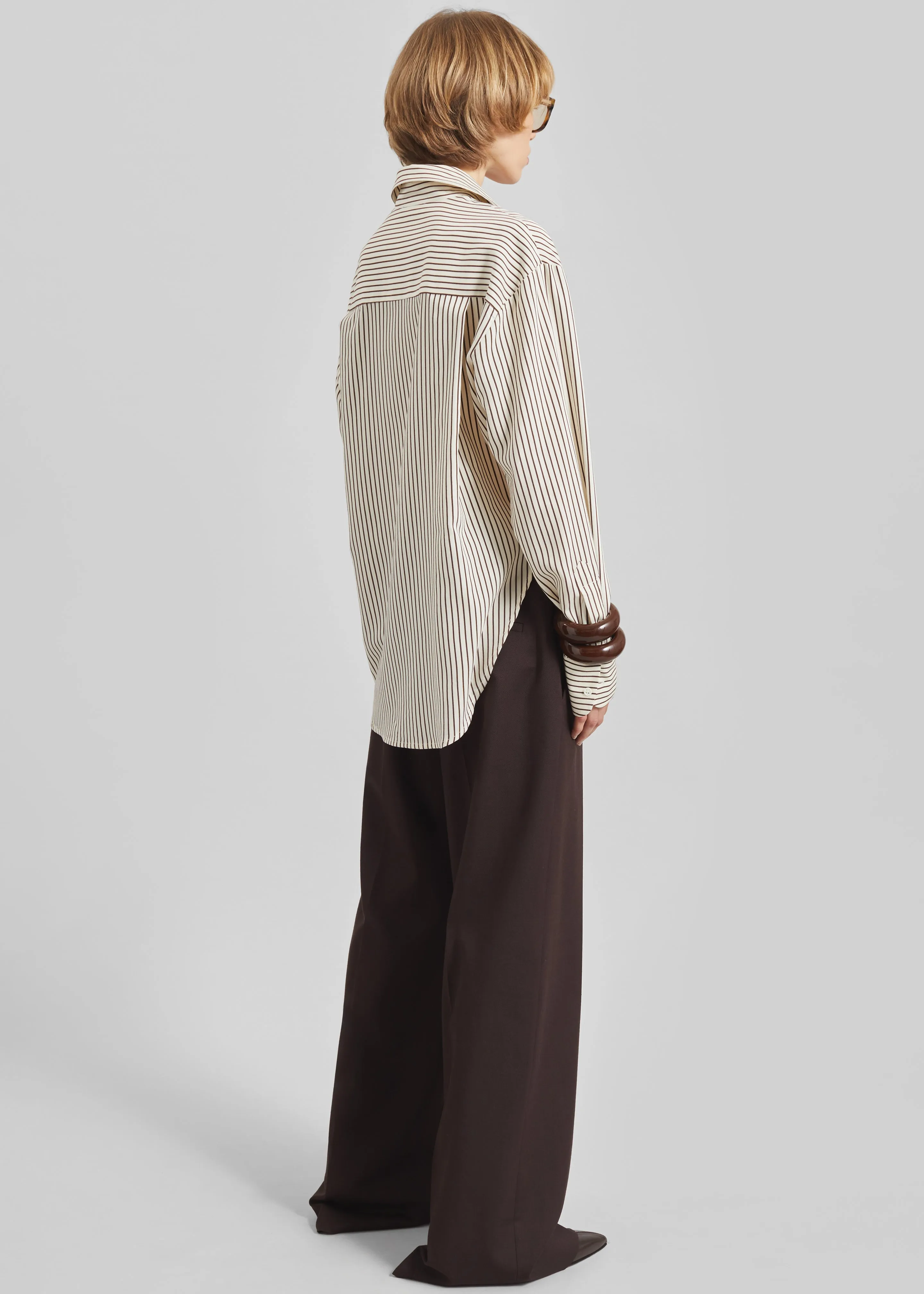 Peri Striped Fluid Shirt - Beige/Brown sold by Frankie Shop product image thumbnail 5