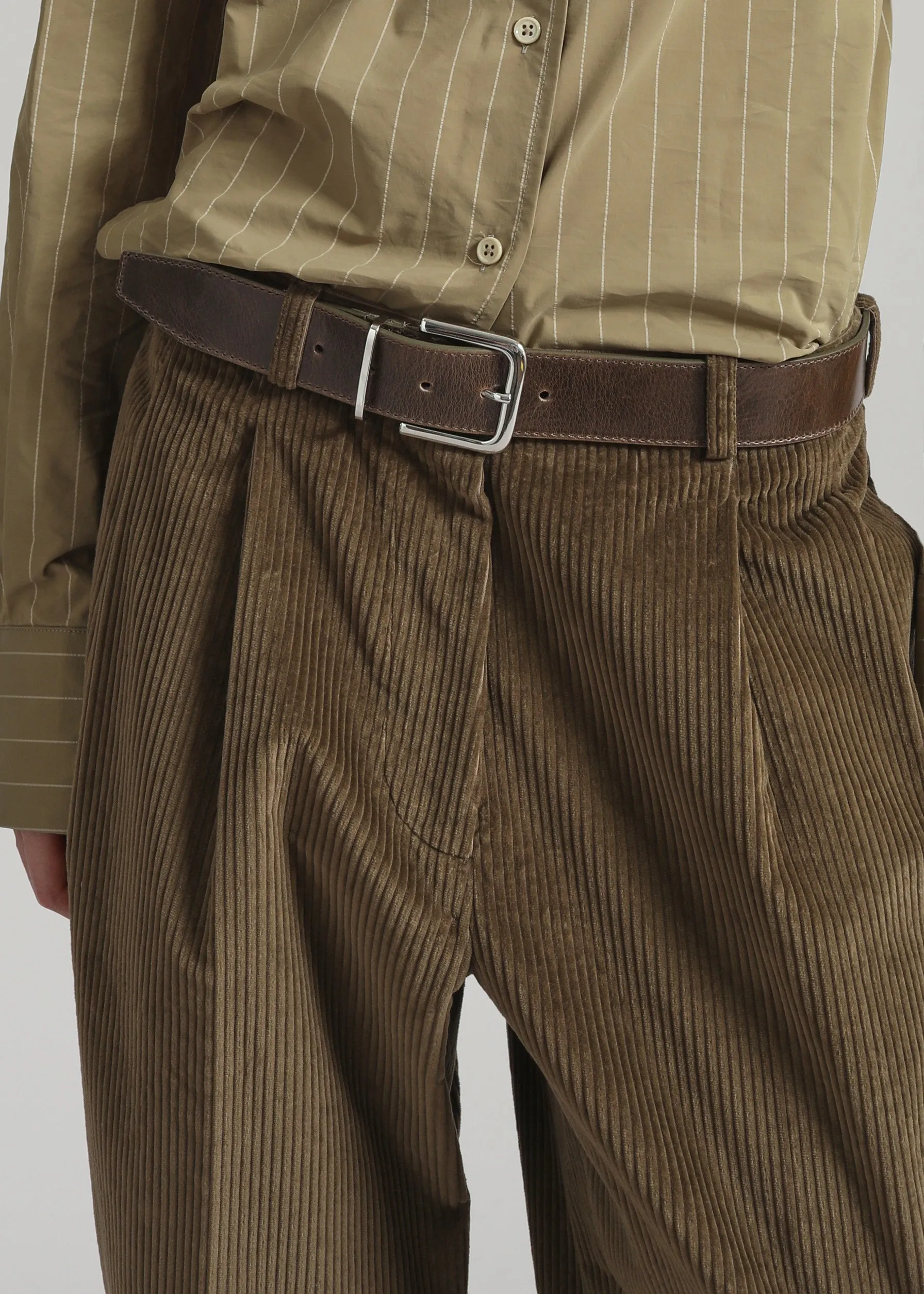 Norstrand Pleated Corduroy Trousers - Olive sold by Frankie Shop product image thumbnail 3