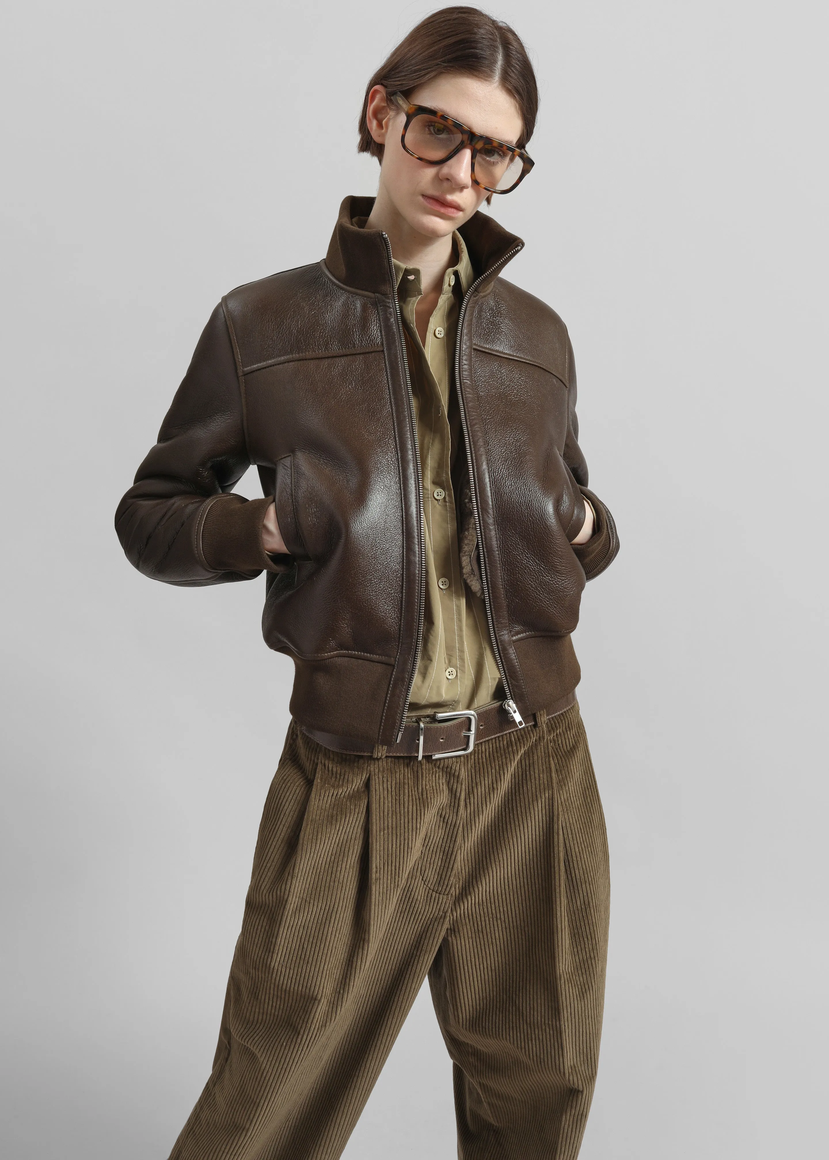 Norstrand Pleated Corduroy Trousers - Olive sold by Frankie Shop product image thumbnail 5