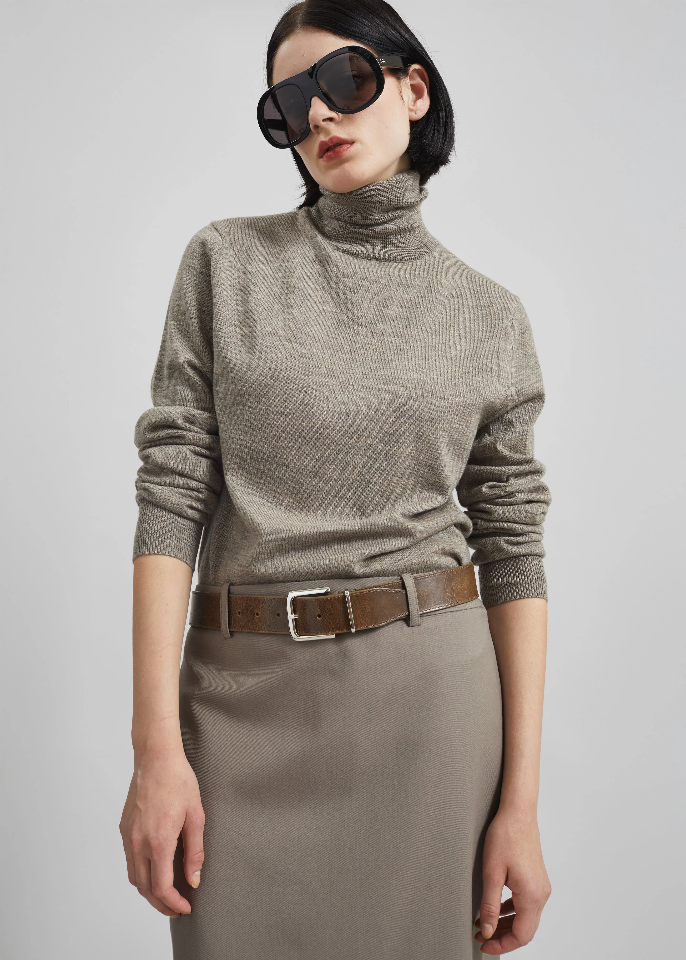 Eve Thin Turtleneck Sweater - Taupe sold by Frankie Shop product image thumbnail 3