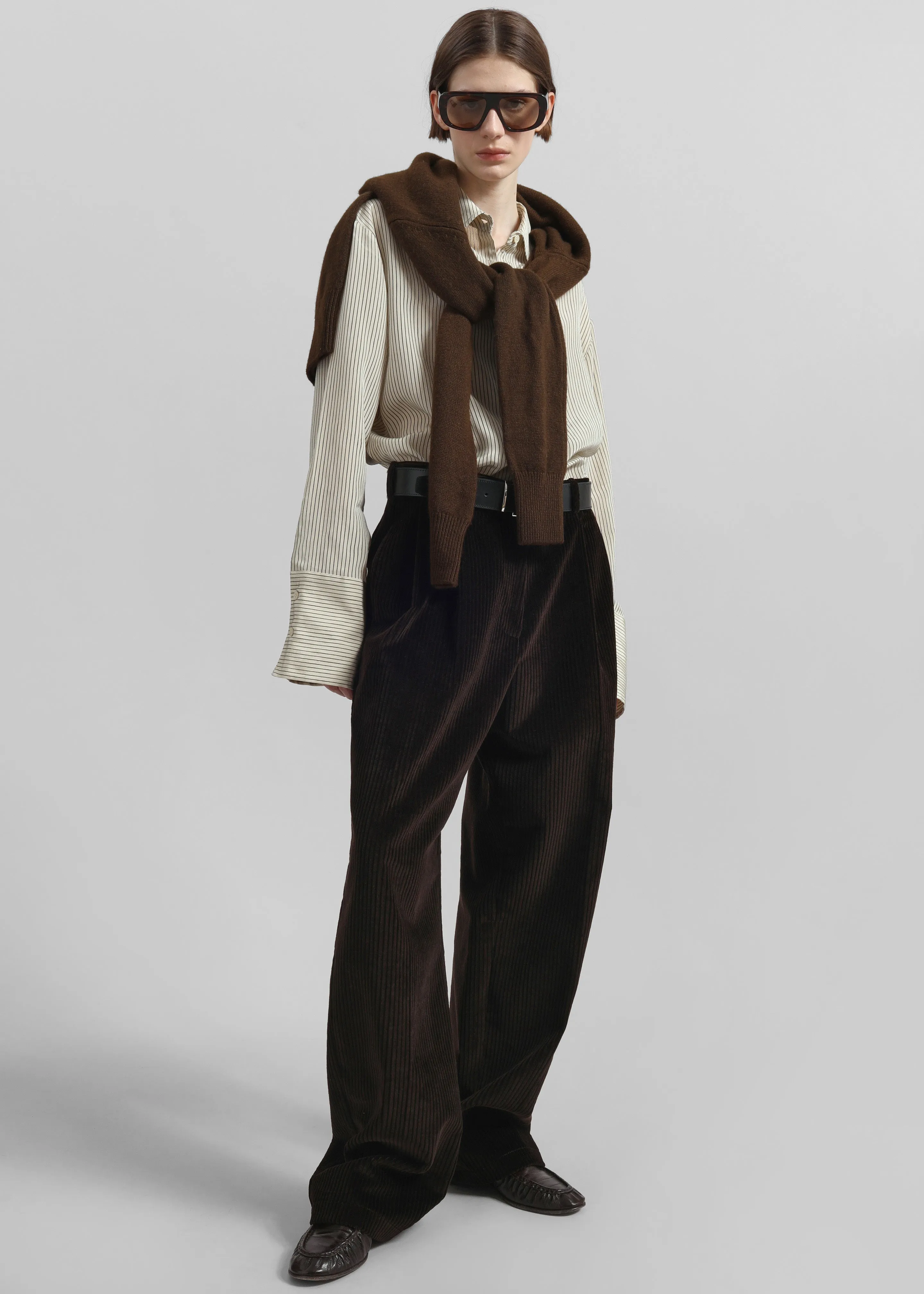 Norstrand Pleated Corduroy Trousers - Dark Brown sold by Frankie Shop