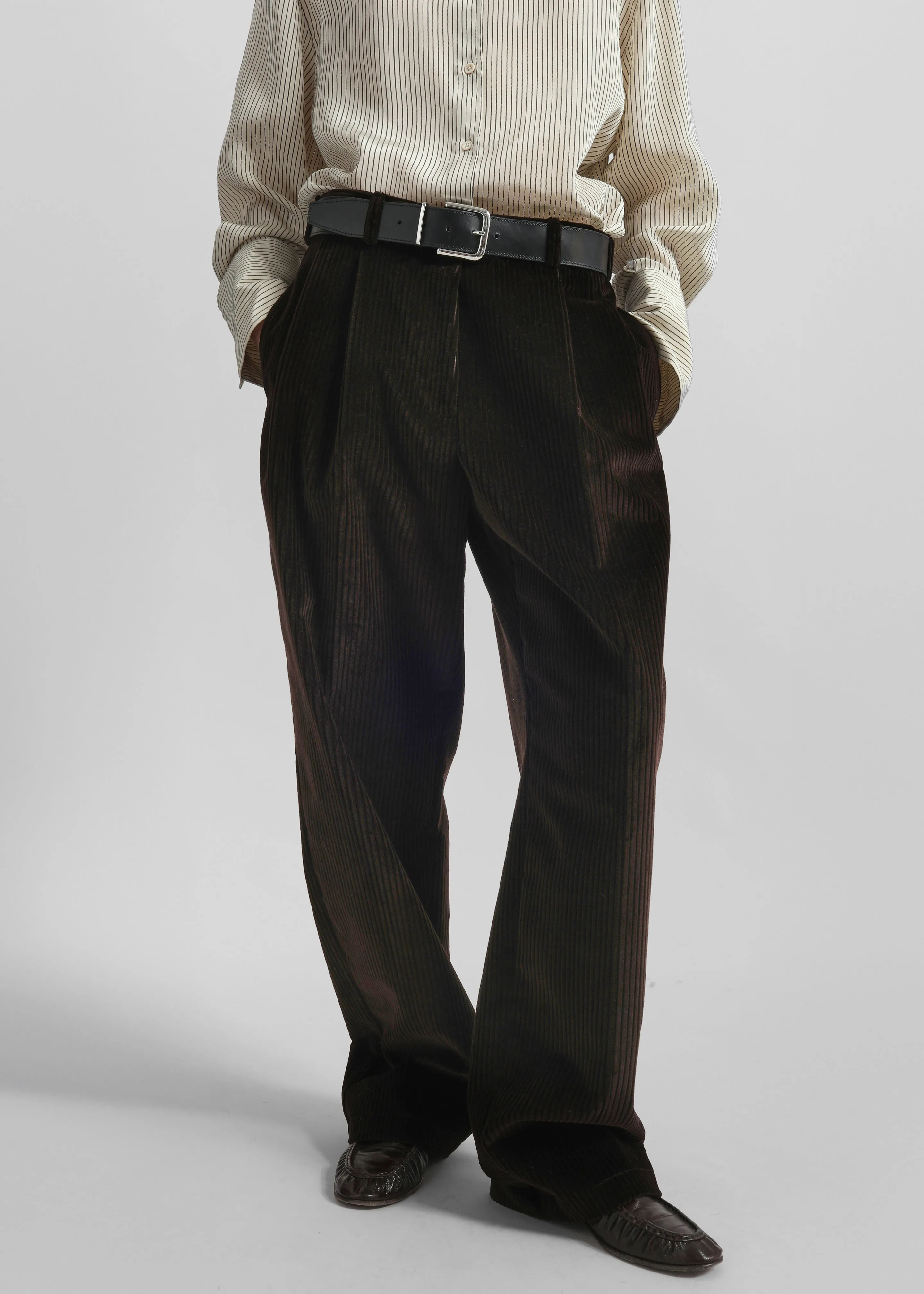 Norstrand Pleated Corduroy Trousers - Dark Brown sold by Frankie Shop product image thumbnail 2