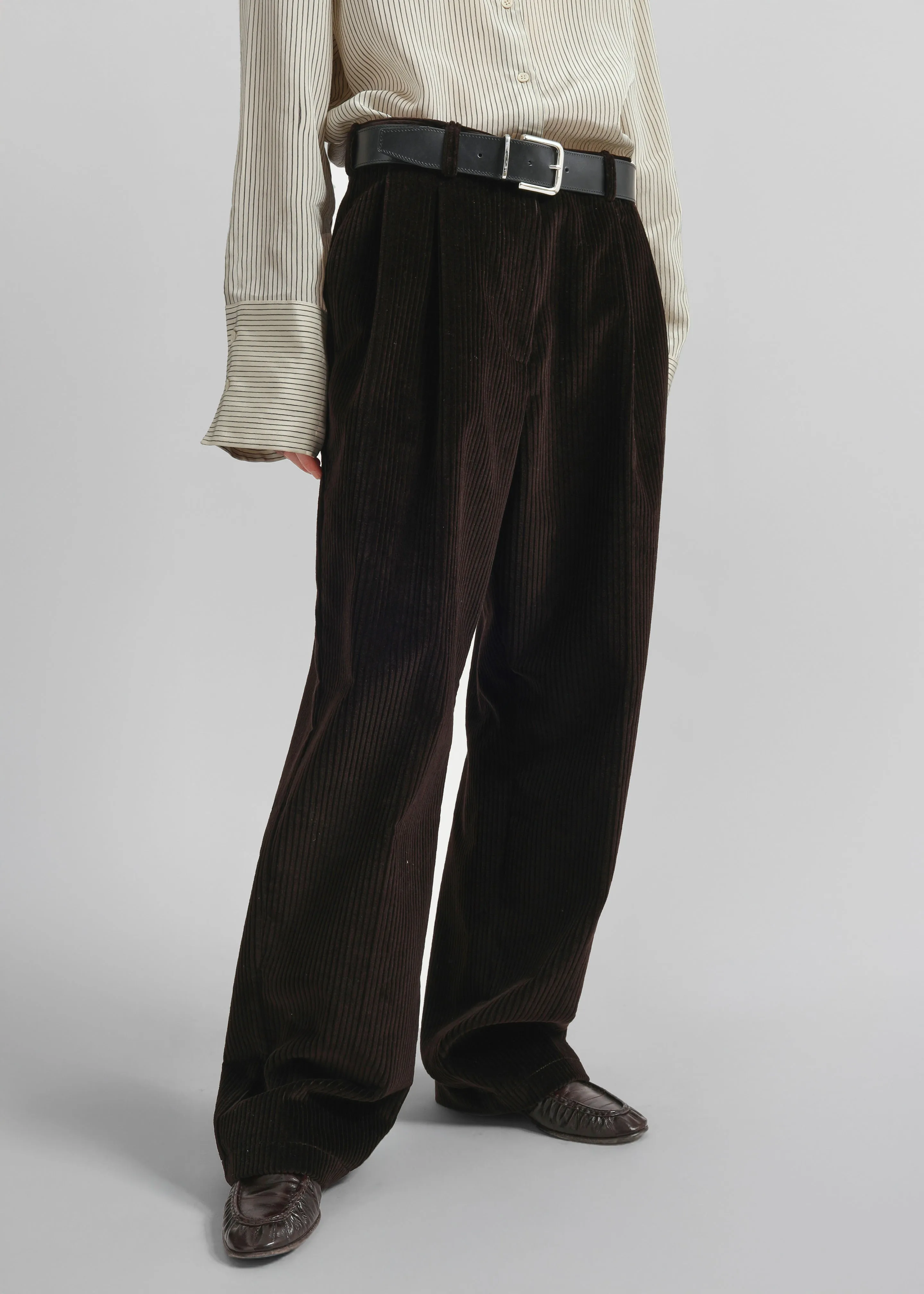 Norstrand Pleated Corduroy Trousers - Dark Brown sold by Frankie Shop product image thumbnail 4