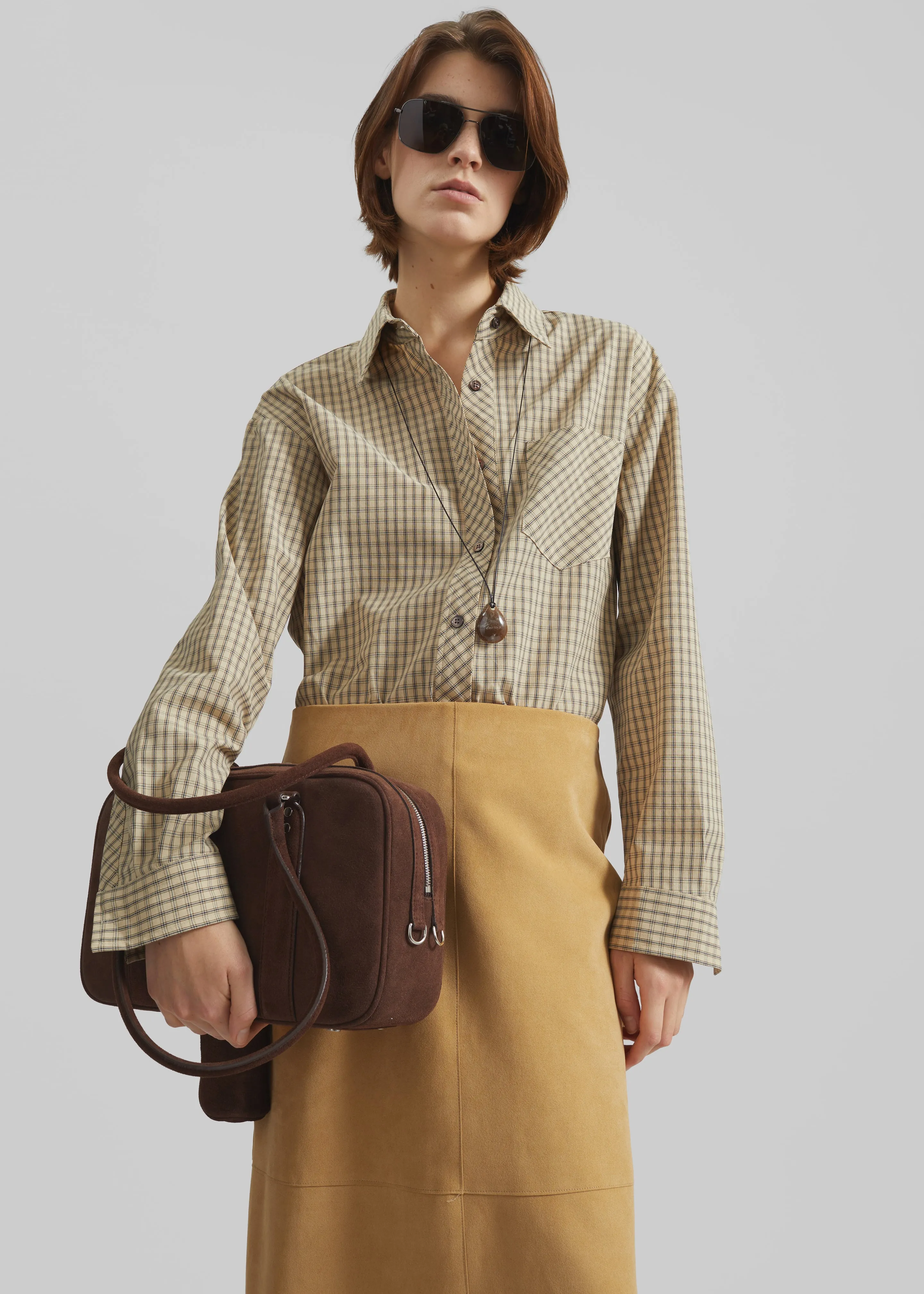 Pavia Faux Suede Pencil Skirt - Camel sold by Frankie Shop product image thumbnail 4