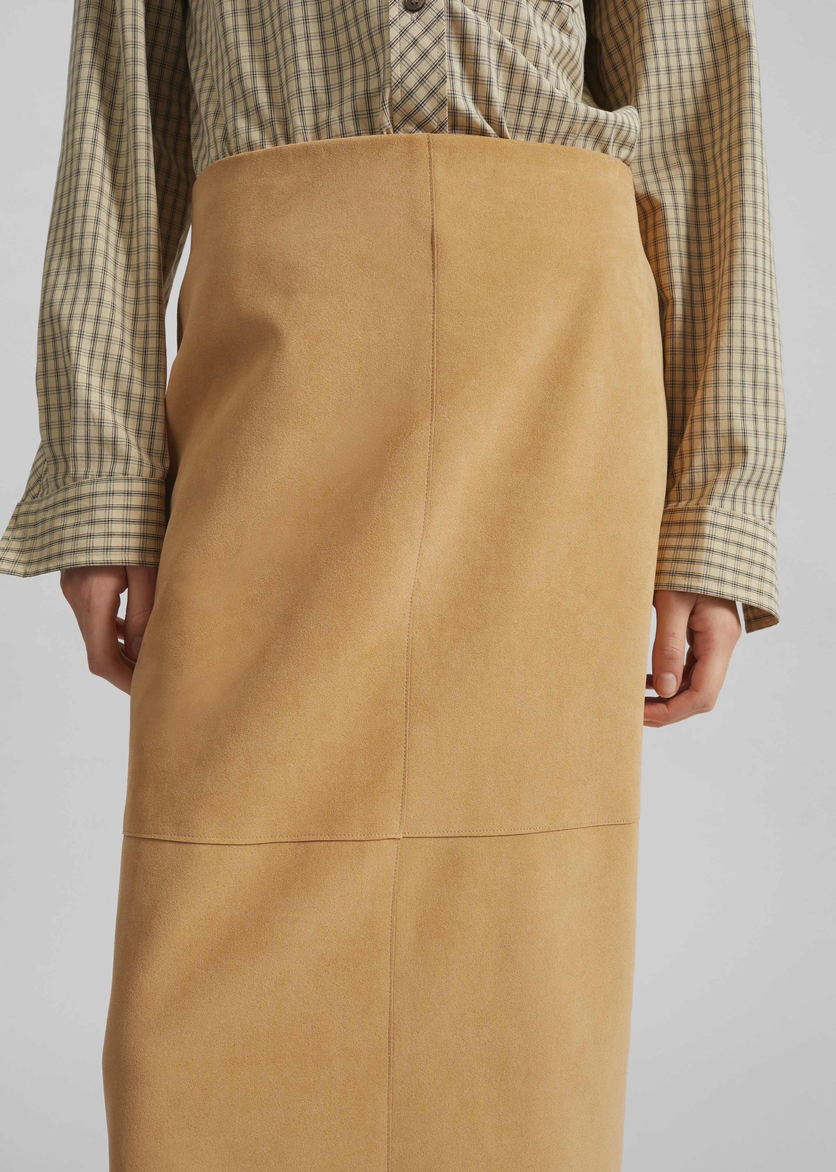 Pavia Faux Suede Pencil Skirt - Camel sold by Frankie Shop product image thumbnail 5