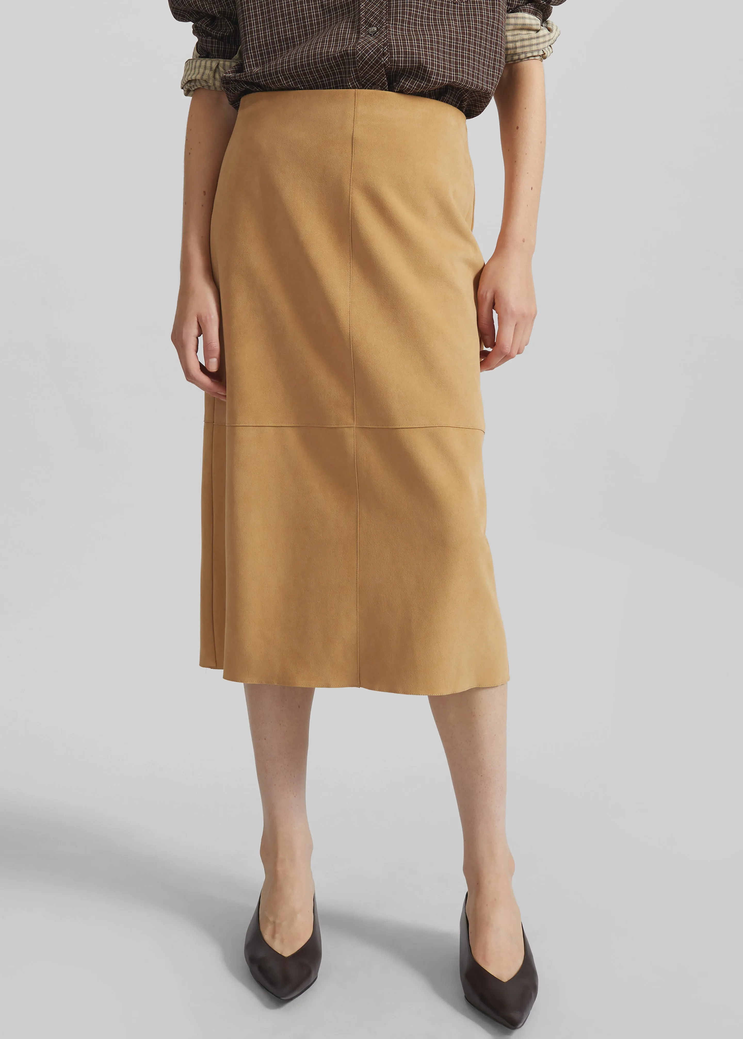 Pavia Faux Suede Pencil Skirt - Camel sold by Frankie Shop product image thumbnail 2