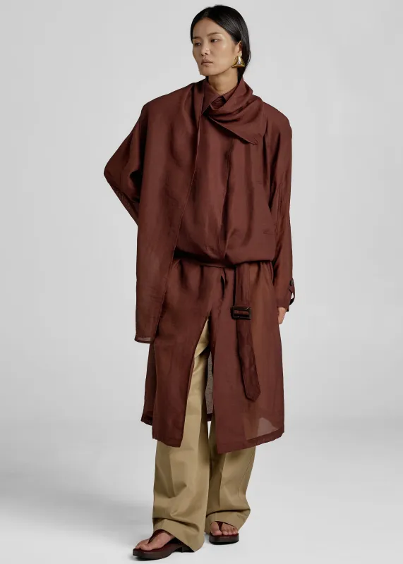 Ansel Sheer Scarf Collar Trench - Brown sold by Frankie Shop