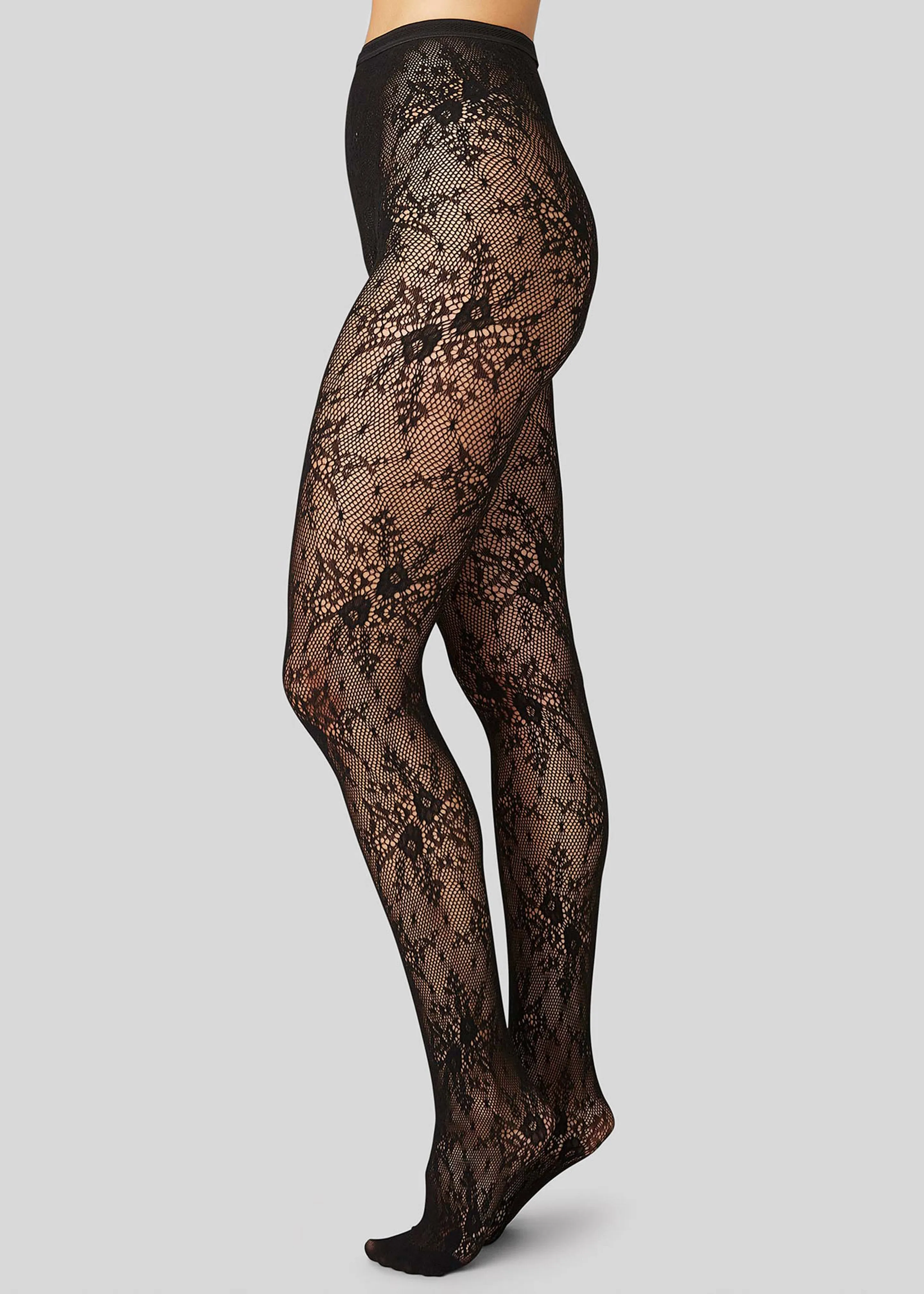 Swedish Stockings Rosa Lace Tights - Black sold by Frankie Shop