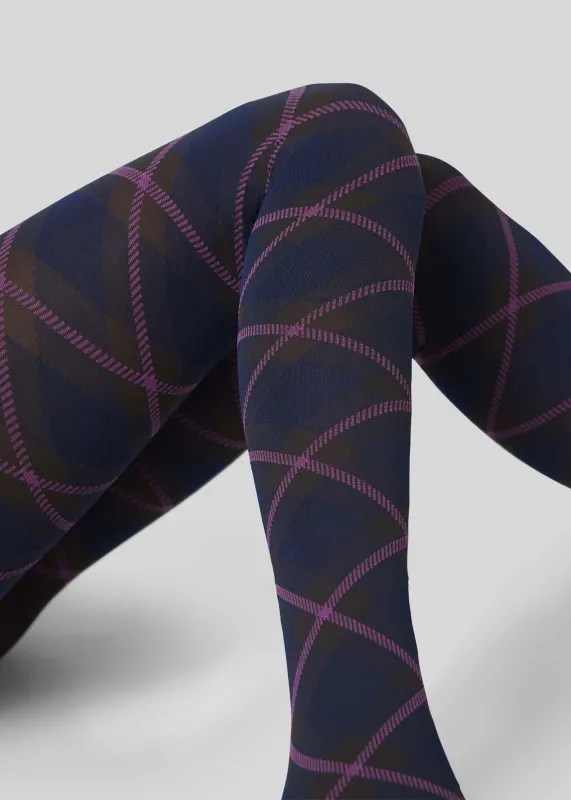 Swedish Stockings Franka Check Tights - Dark Brown made by SWEDISH STOCKINGS