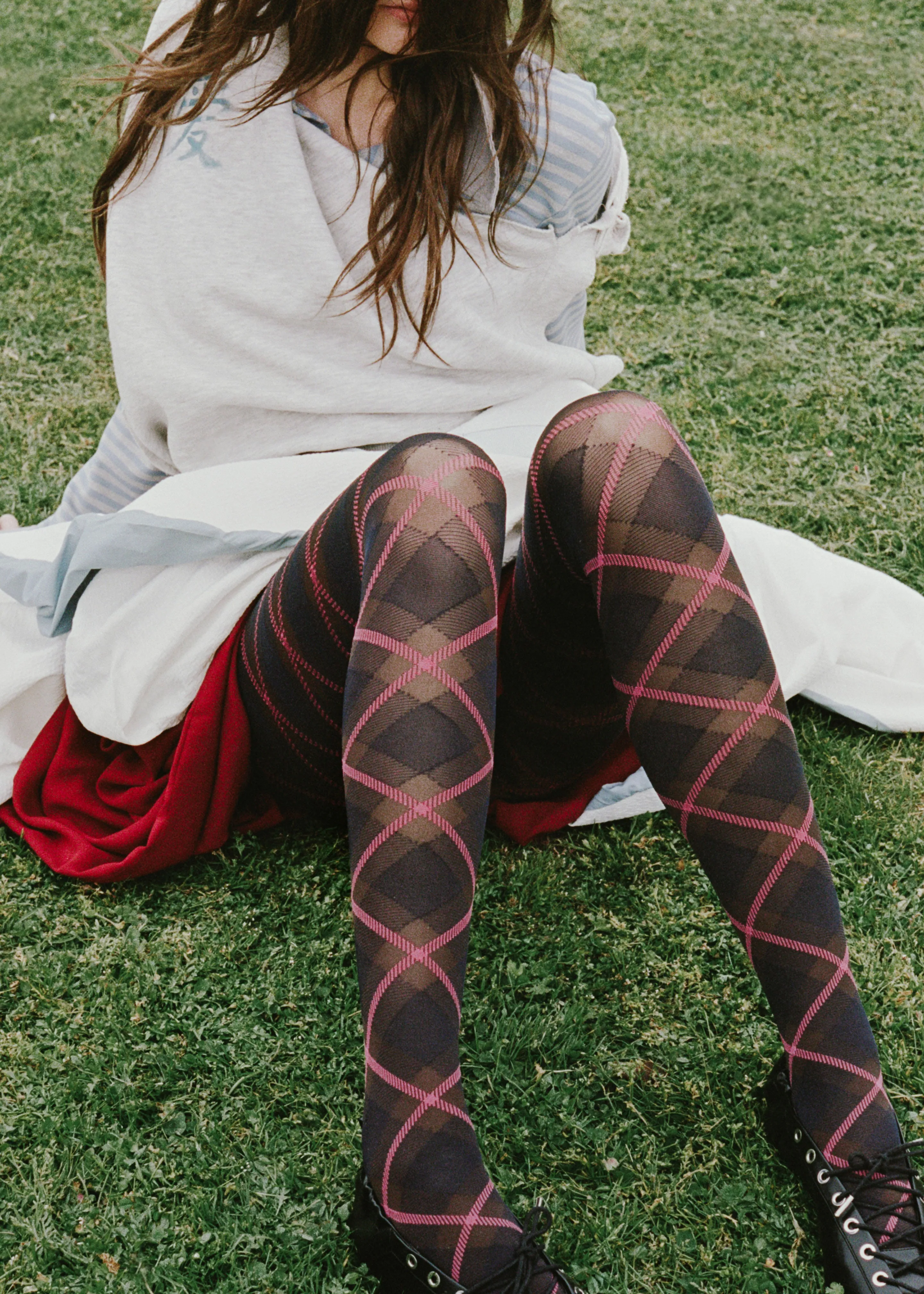 Swedish Stockings Franka Check Tights - Dark Brown sold by Frankie Shop product image thumbnail 3