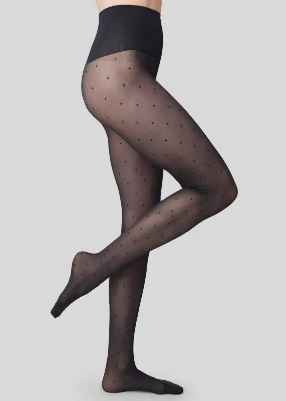 Swedish Stockings Doris Dots Tights - Black sold by Frankie Shop