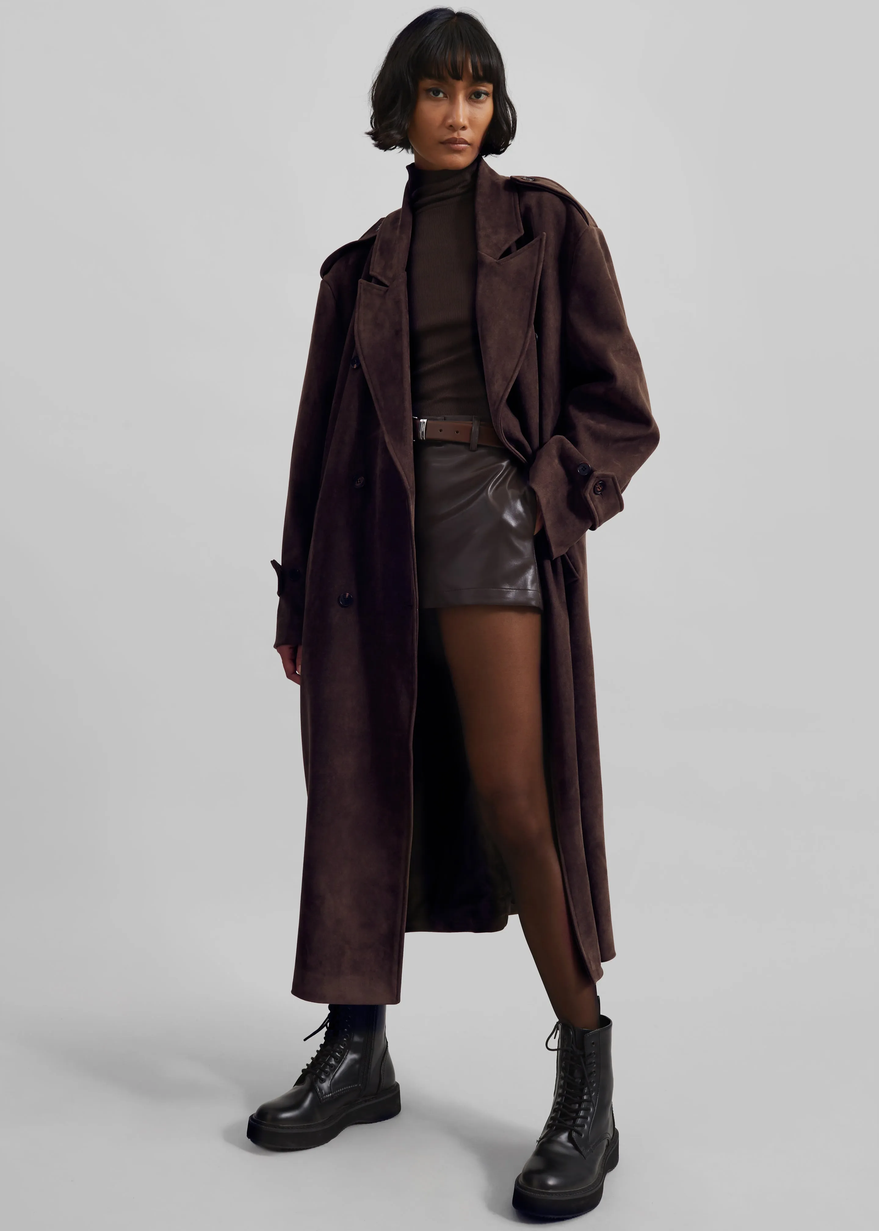 Pembroke Faux Suede Trench - Brown sold by Frankie Shop product image thumbnail 5