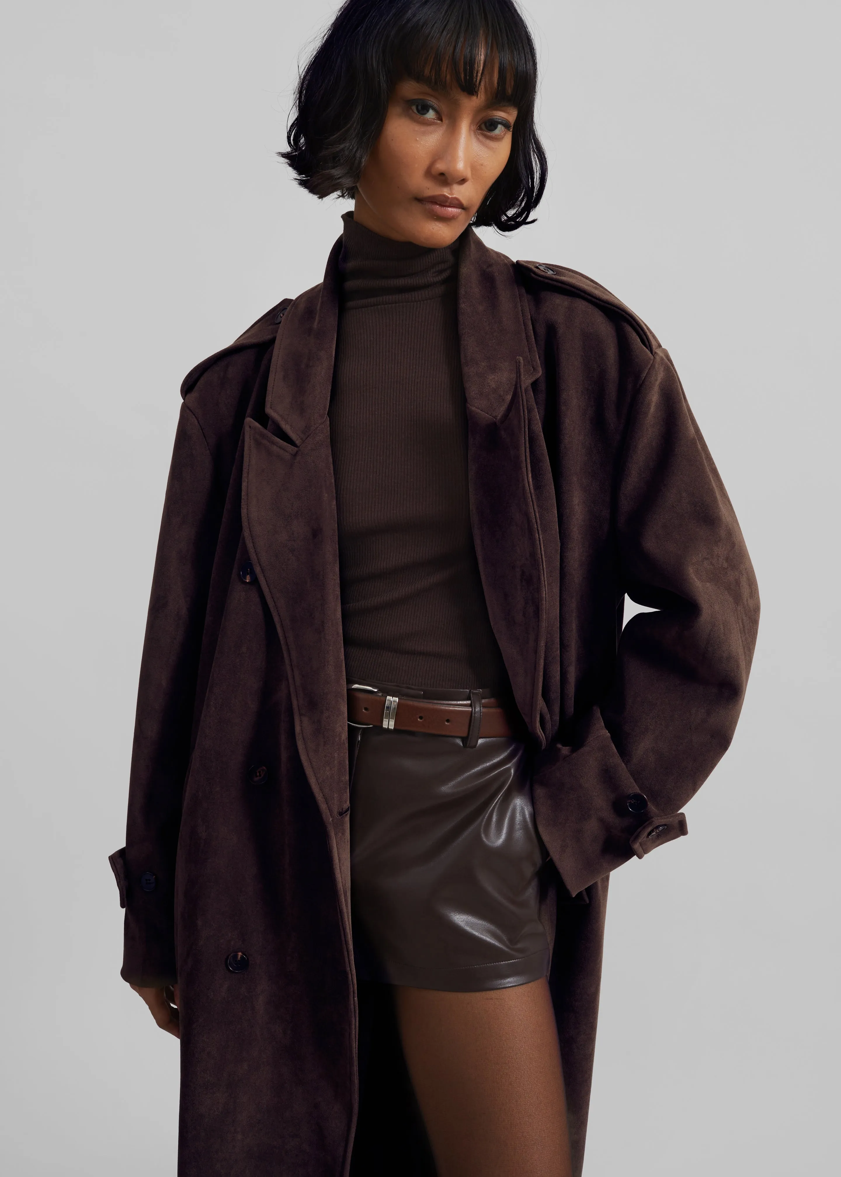 Pembroke Faux Suede Trench - Brown sold by Frankie Shop product image thumbnail 4