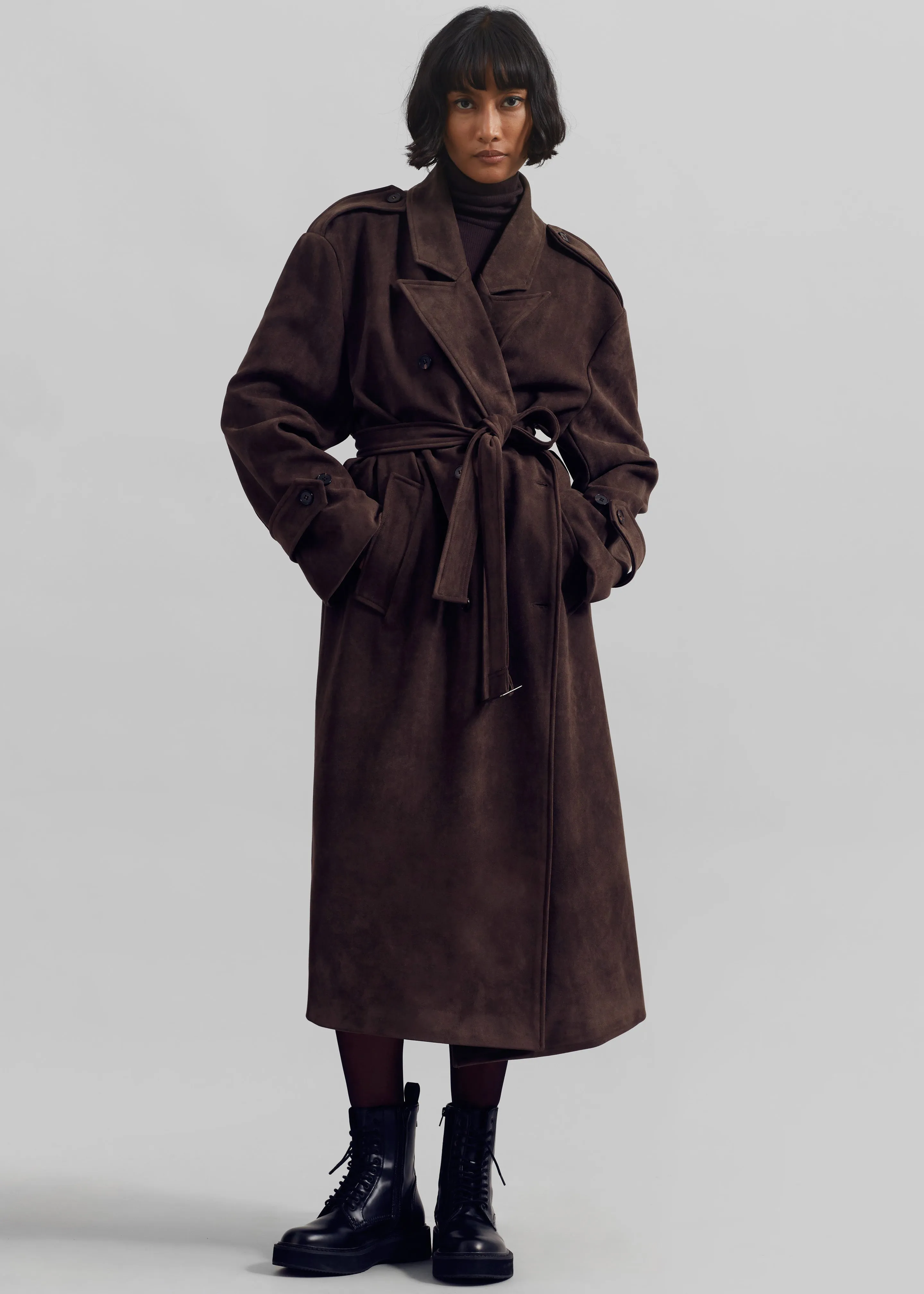 Pembroke Faux Suede Trench - Brown sold by Frankie Shop product image thumbnail 3