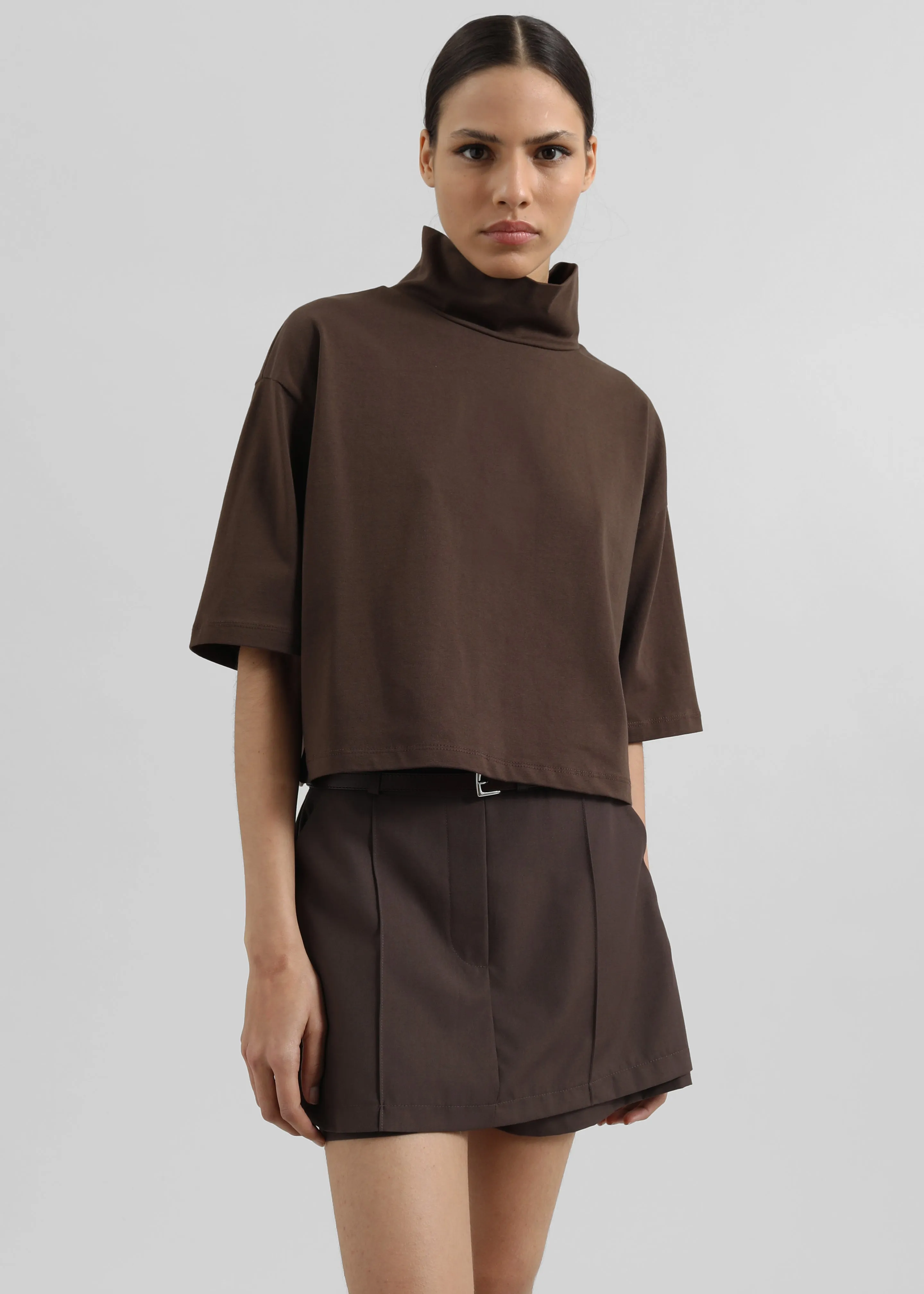 Reza Cropped Tee - Brown sold by Frankie Shop