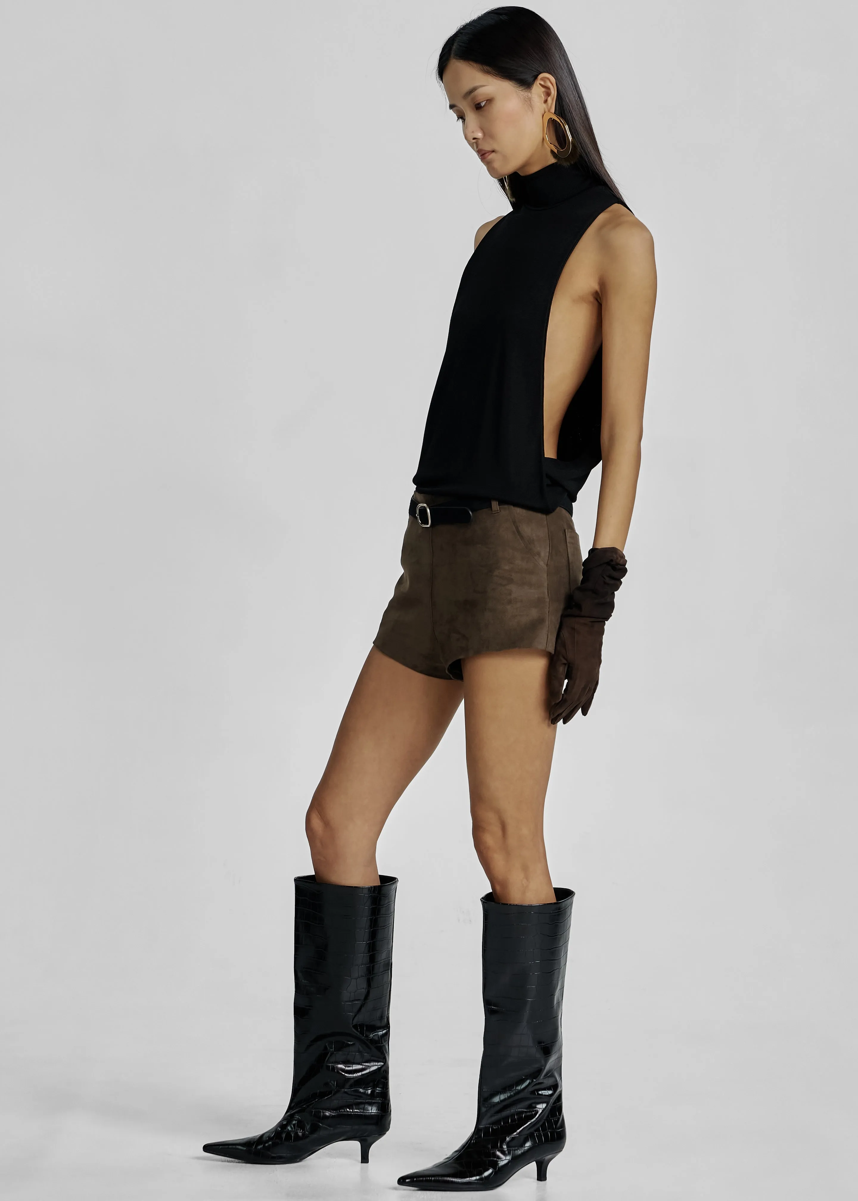 Valmere Faux Suede Hot Pants - Brown sold by Frankie Shop product image thumbnail 5