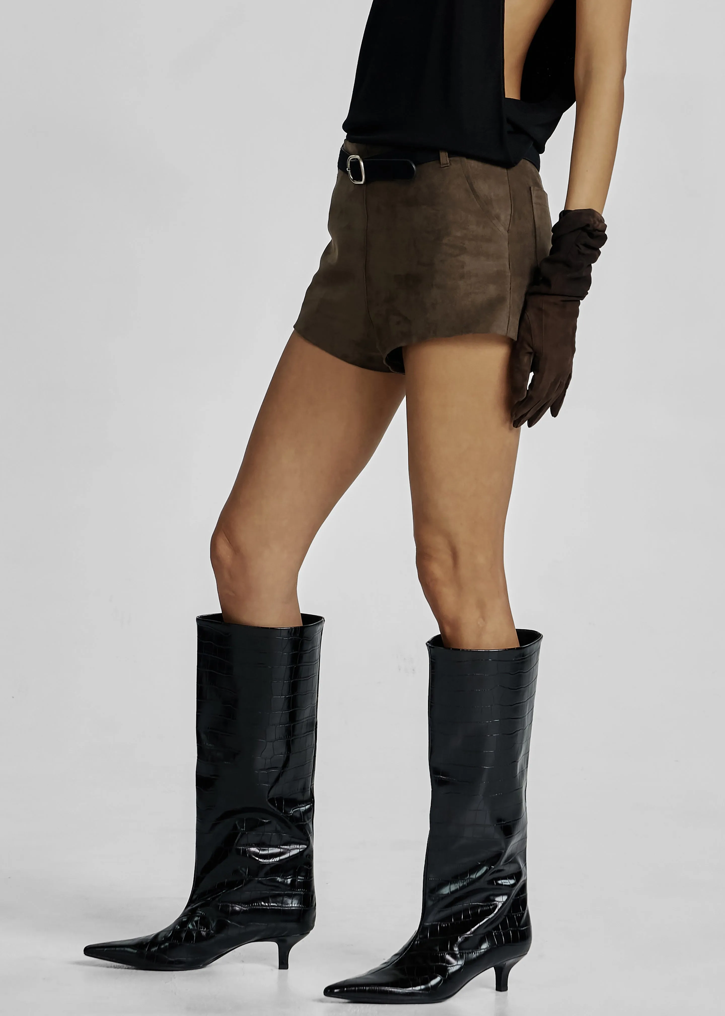 Valmere Faux Suede Hot Pants - Brown sold by Frankie Shop