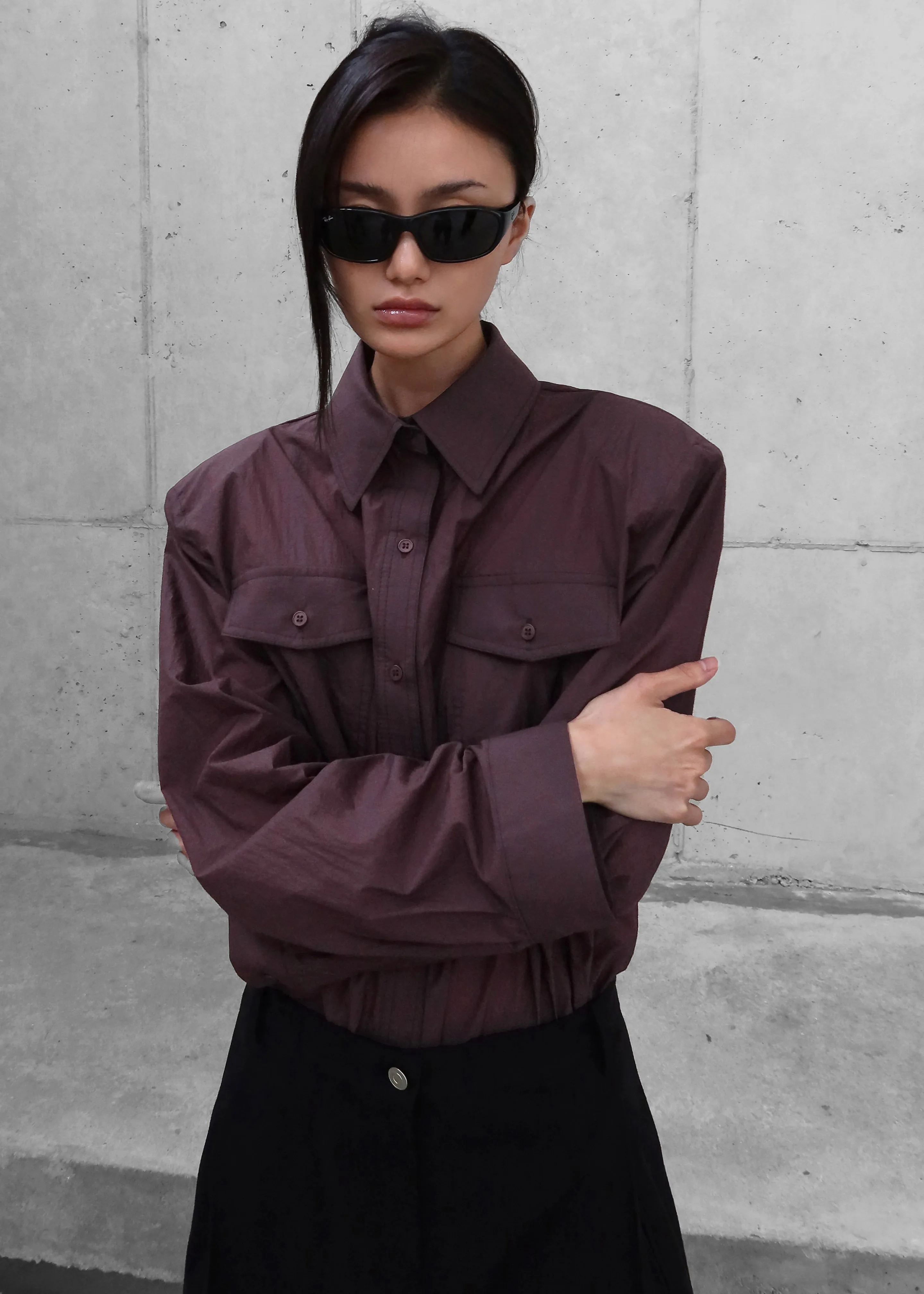 Rezay Padded Shirt - Burgundy sold by Frankie Shop product image thumbnail 3