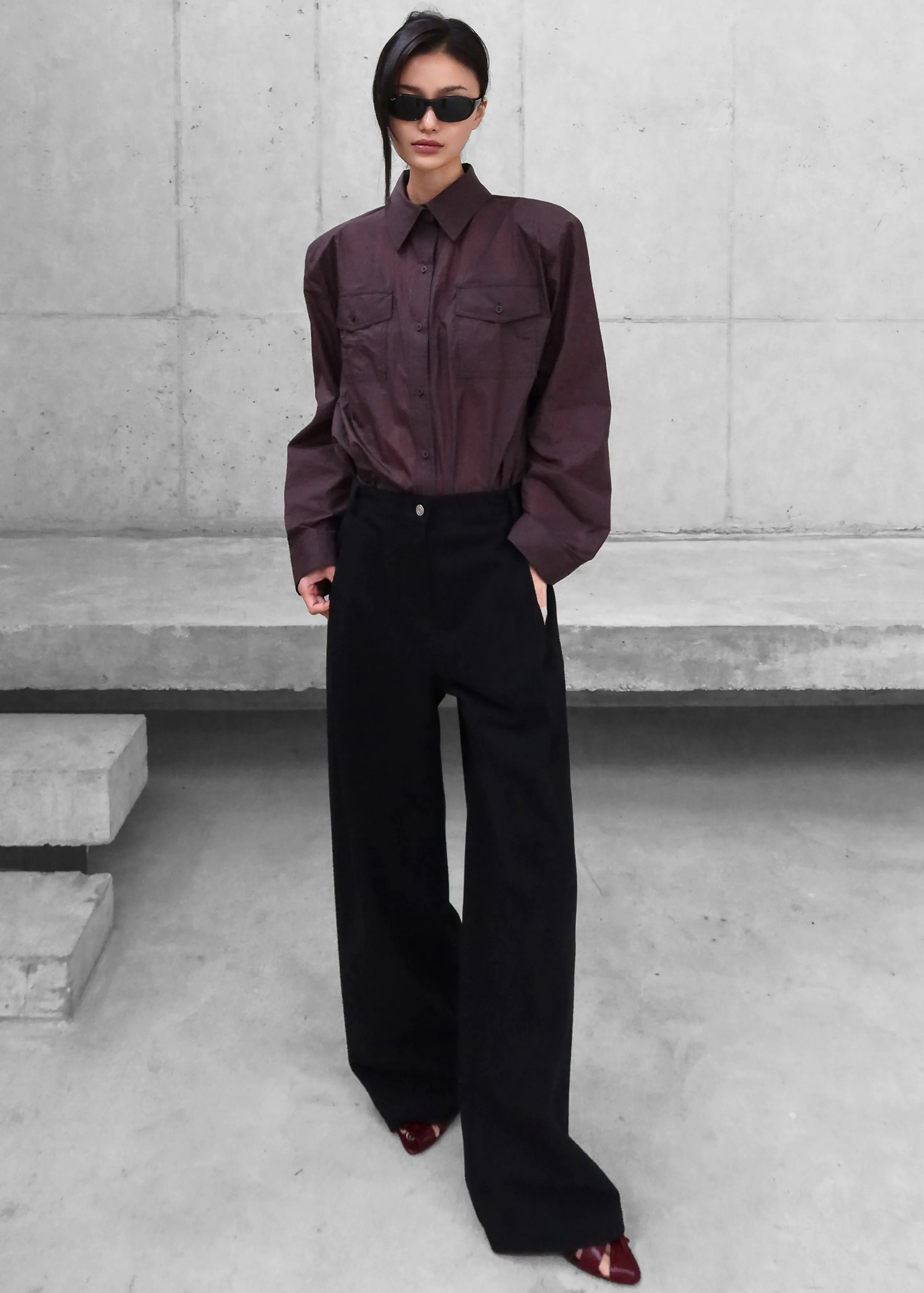 Rezay Padded Shirt - Burgundy sold by Frankie Shop product image thumbnail 2