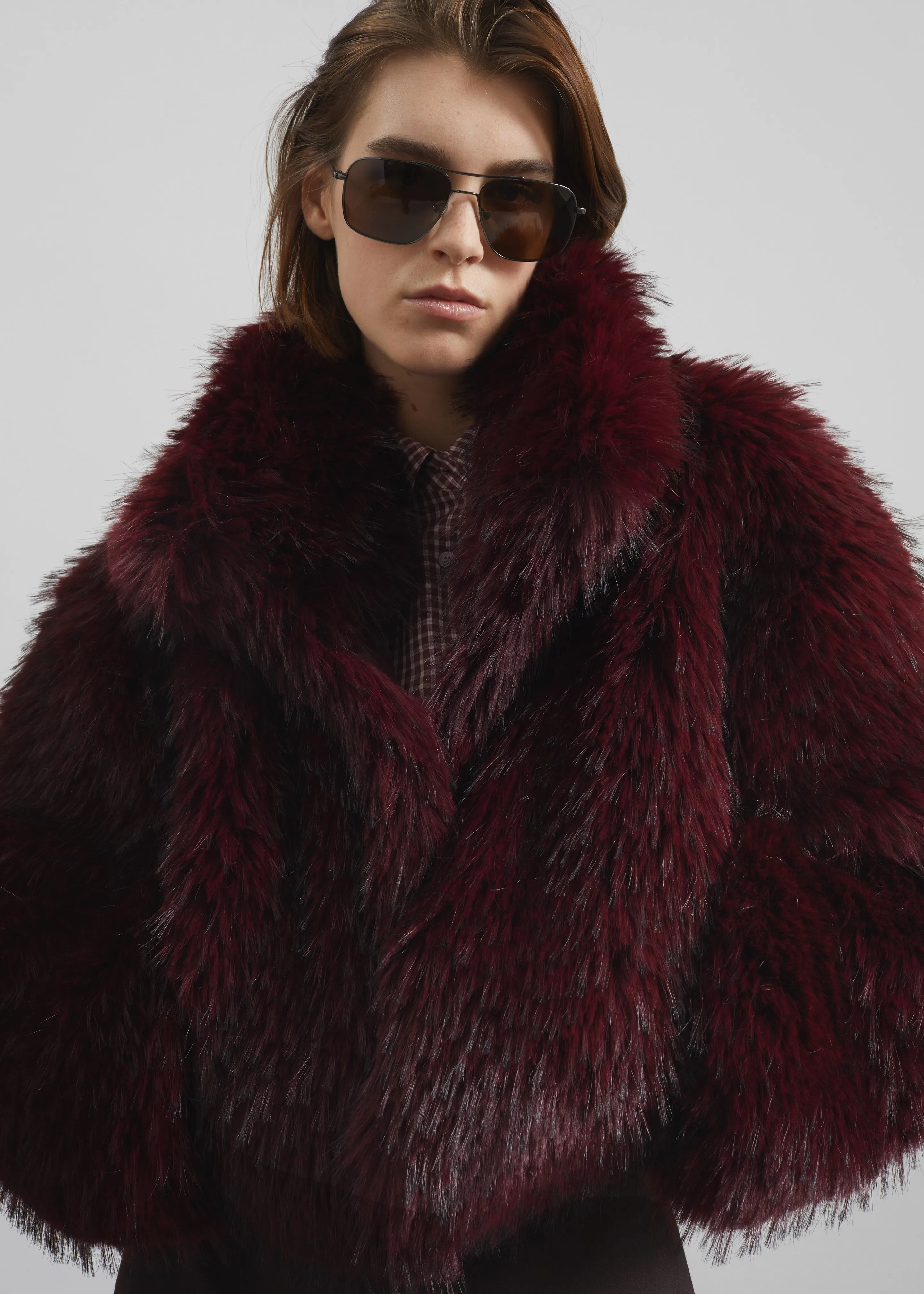 Rotate Faux Fur Crop Jacket - Zinfandel sold by Frankie Shop product image thumbnail 5