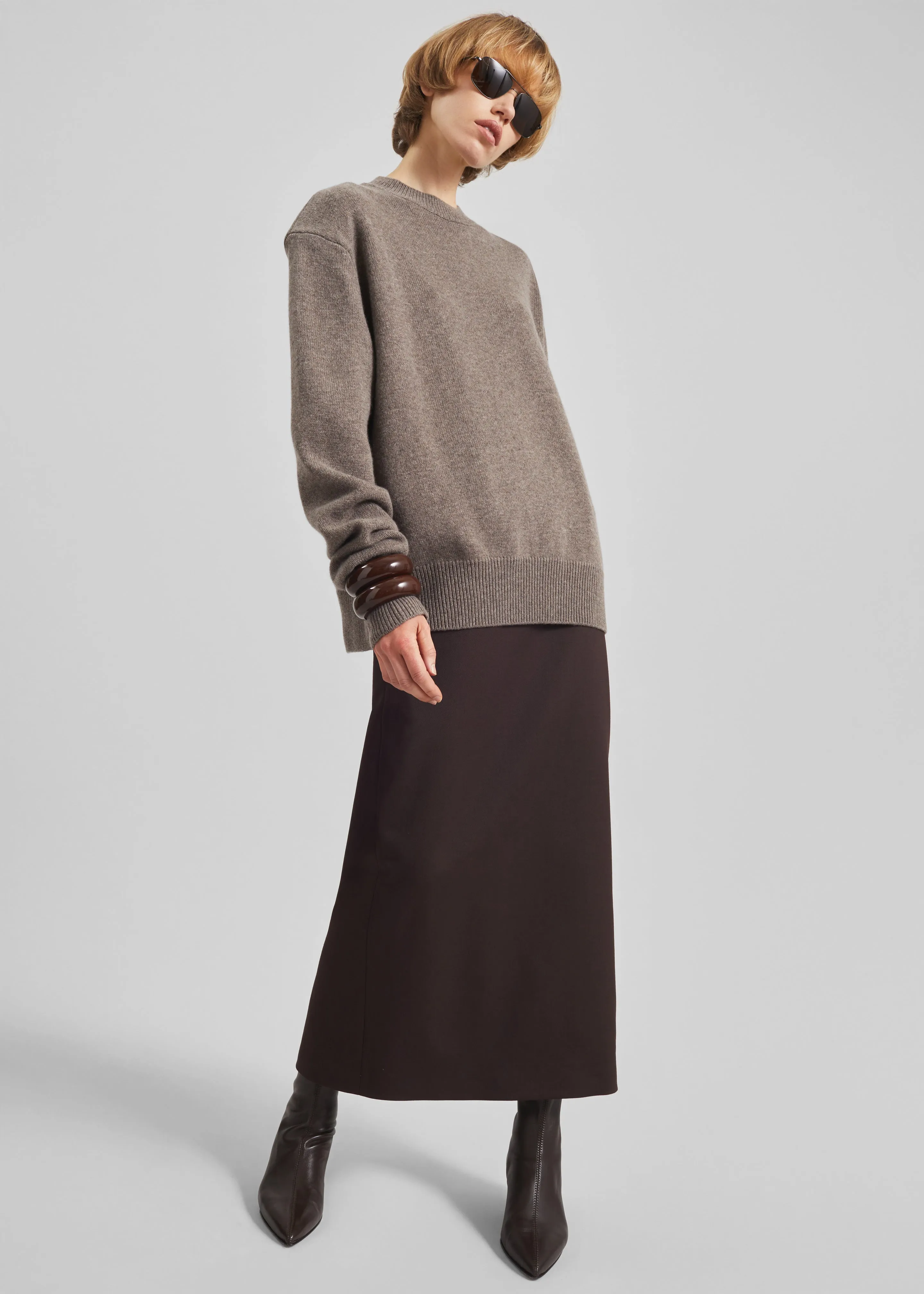 Rafaela Padded Knit Sweater - Dark Taupe sold by Frankie Shop