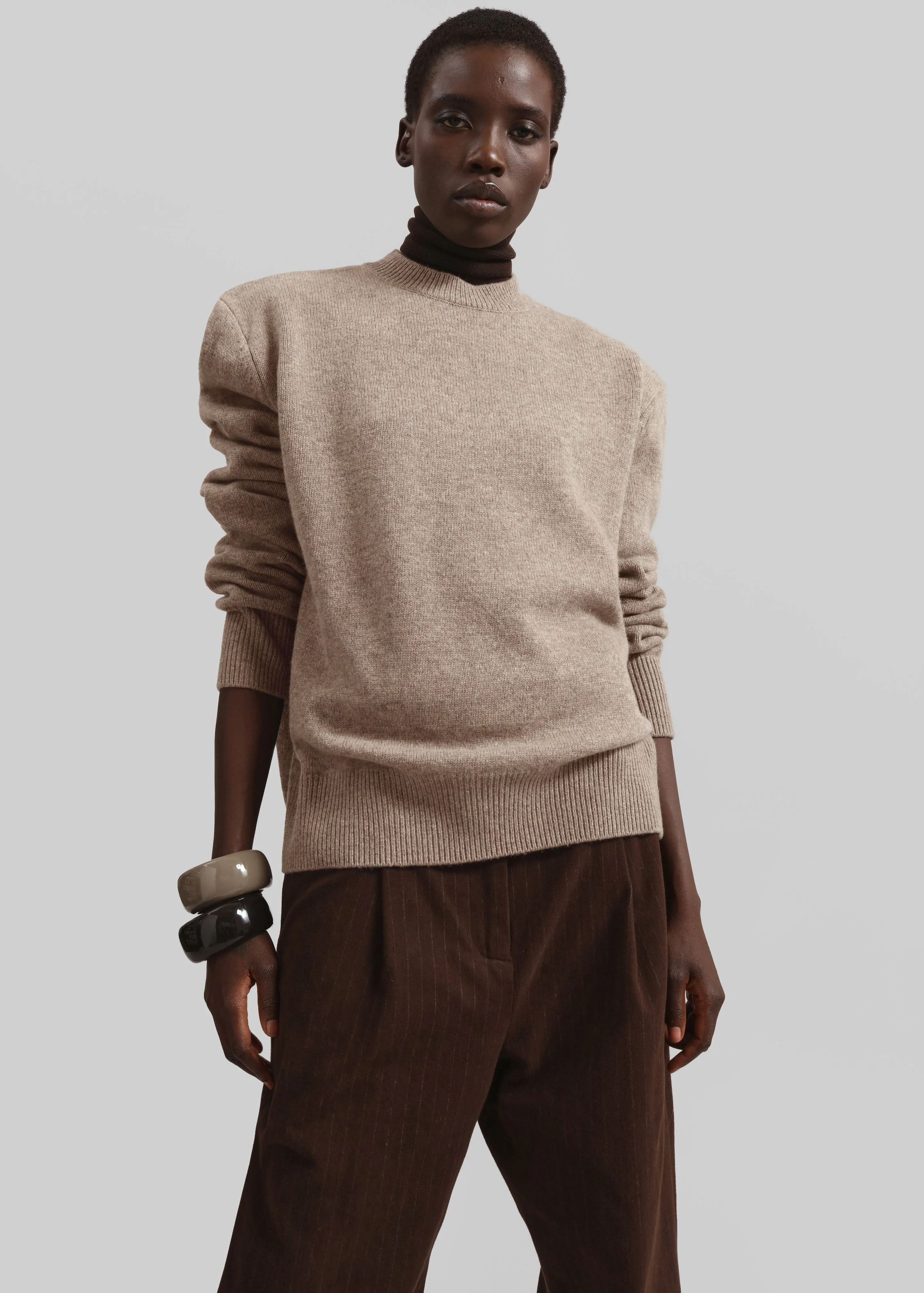 Rafaela Padded Knit Sweater - Taupe sold by Frankie Shop