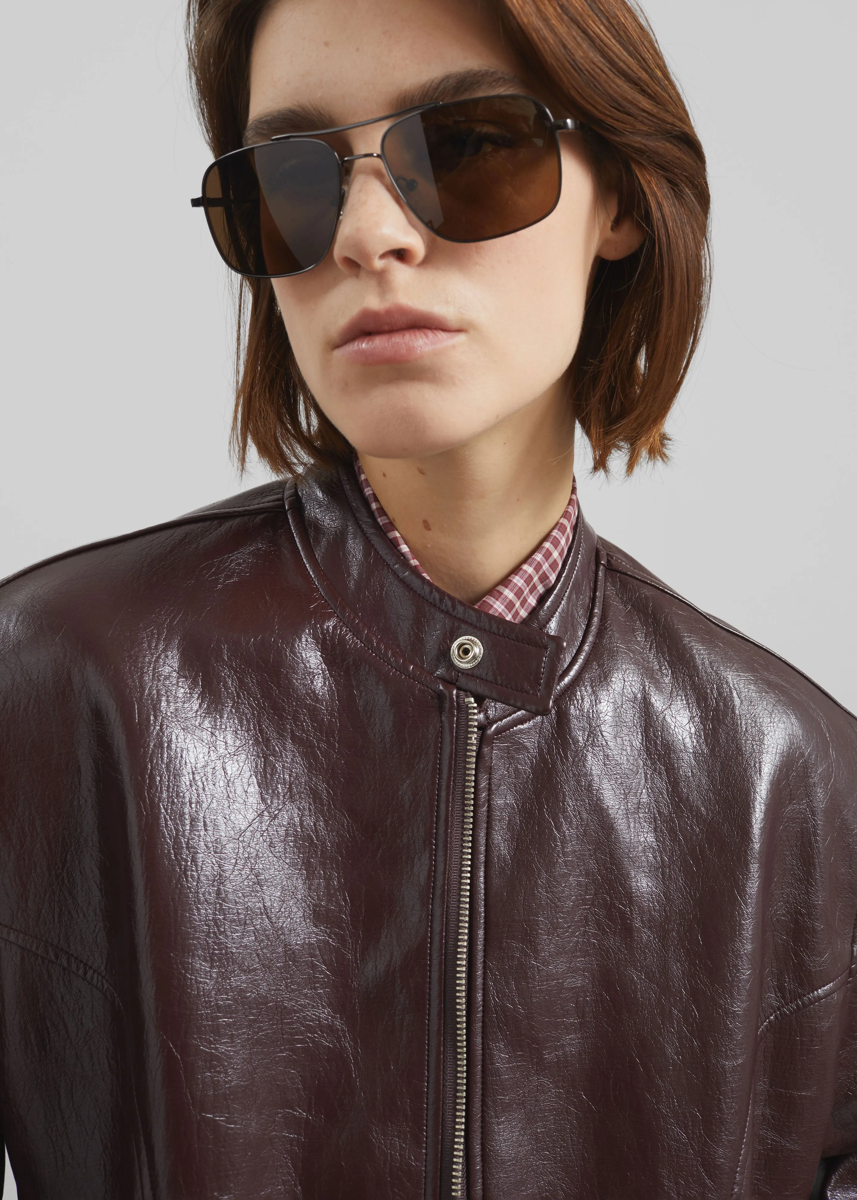 Ostend Faux Leather Biker Jacket - Burgundy sold by Frankie Shop product image thumbnail 2